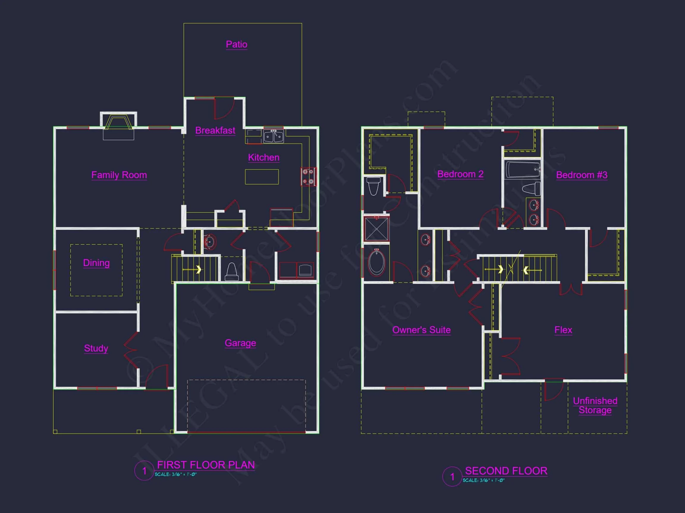 Modern CAD house Design Plan with 3 Bedrooms and 2.5 Bathrooms