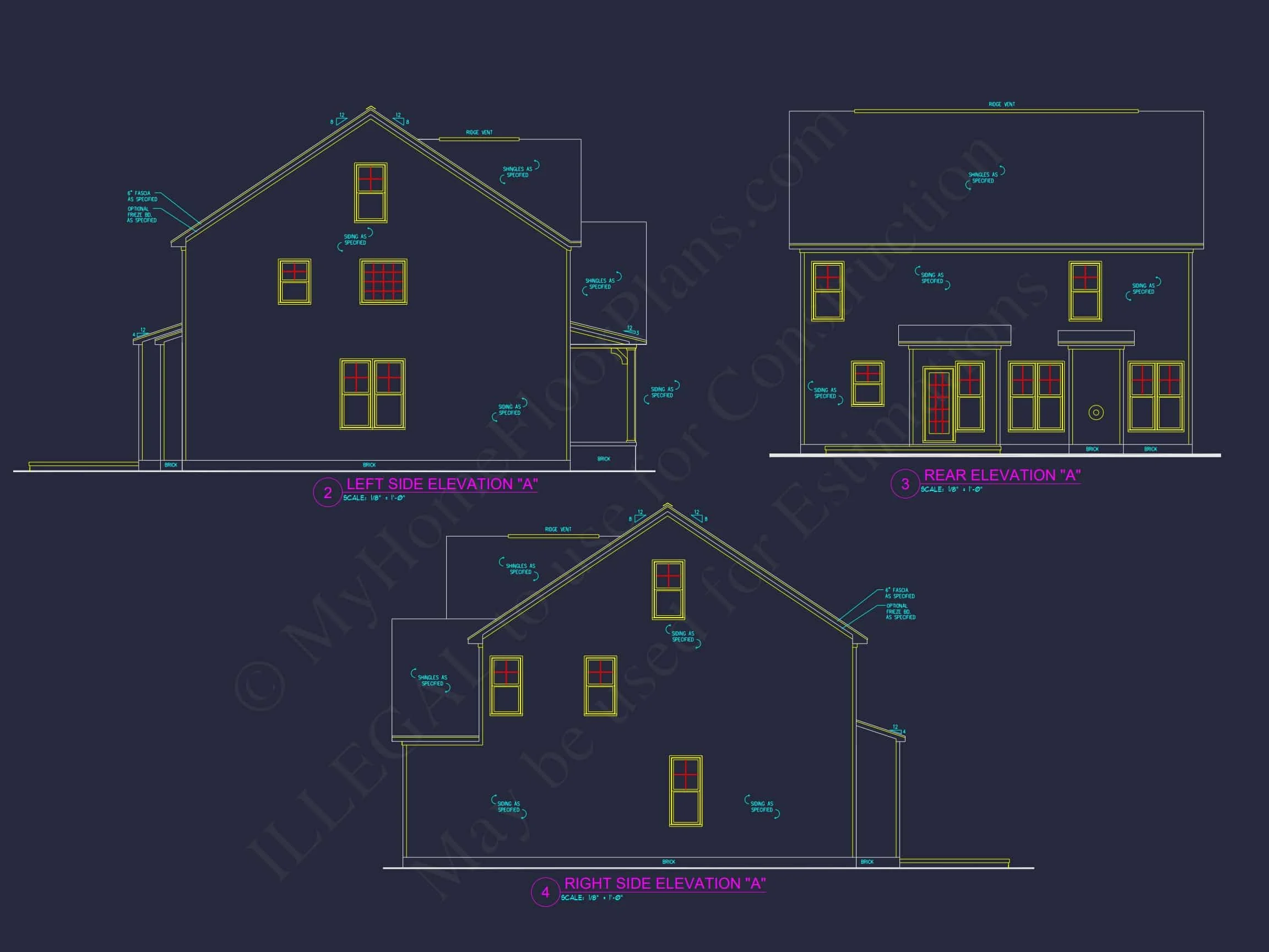 Modern CAD house Design Plan with 3 Bedrooms and 2.5 Bathrooms