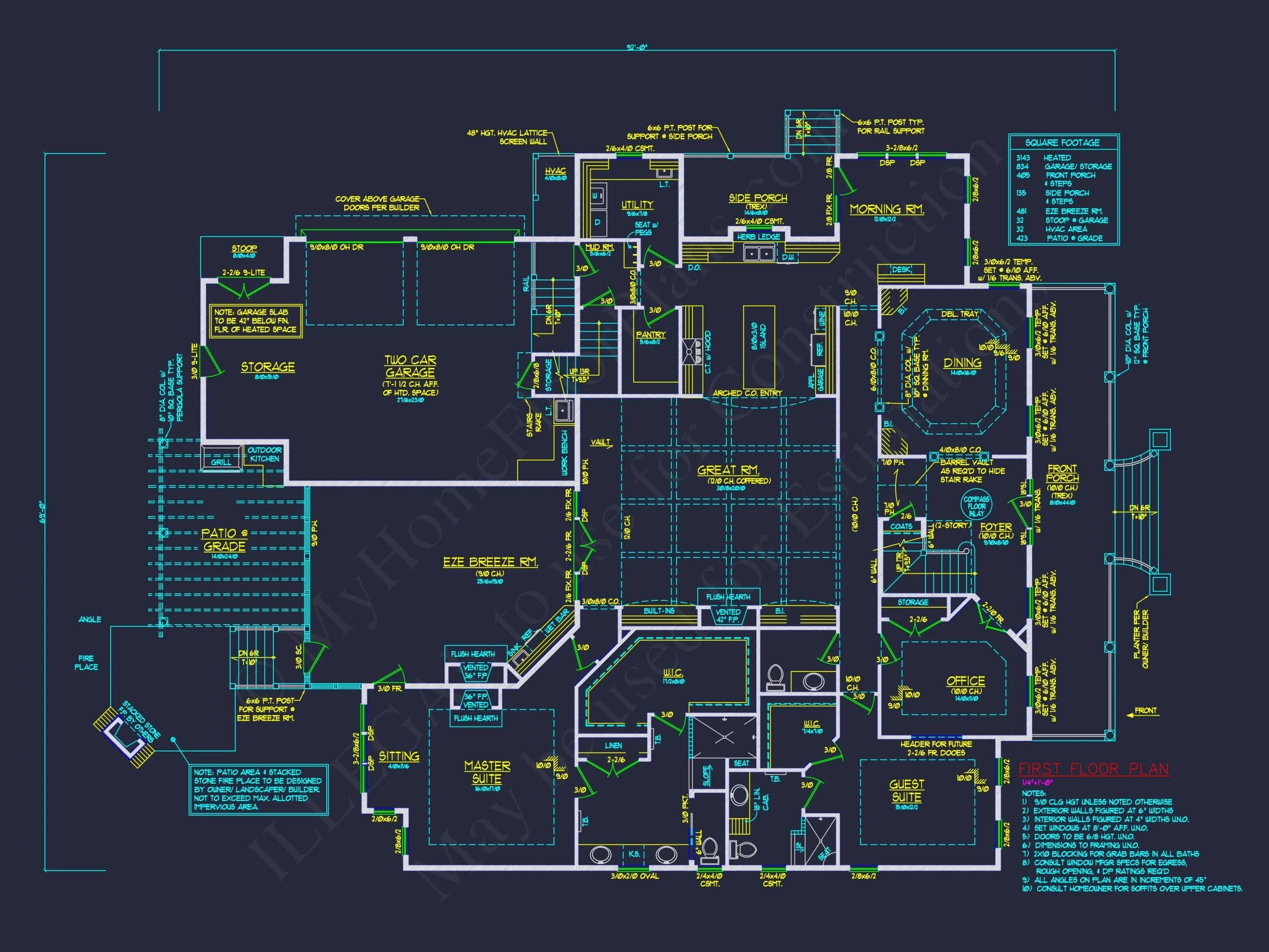 10-1716 HOUSE PLAN - 4-Bed, 5-Bath, 3,856 SF Colonial Revival House Plan 44 Elegant Colonial Revival house Plan with CAD Designs and Floor Plans