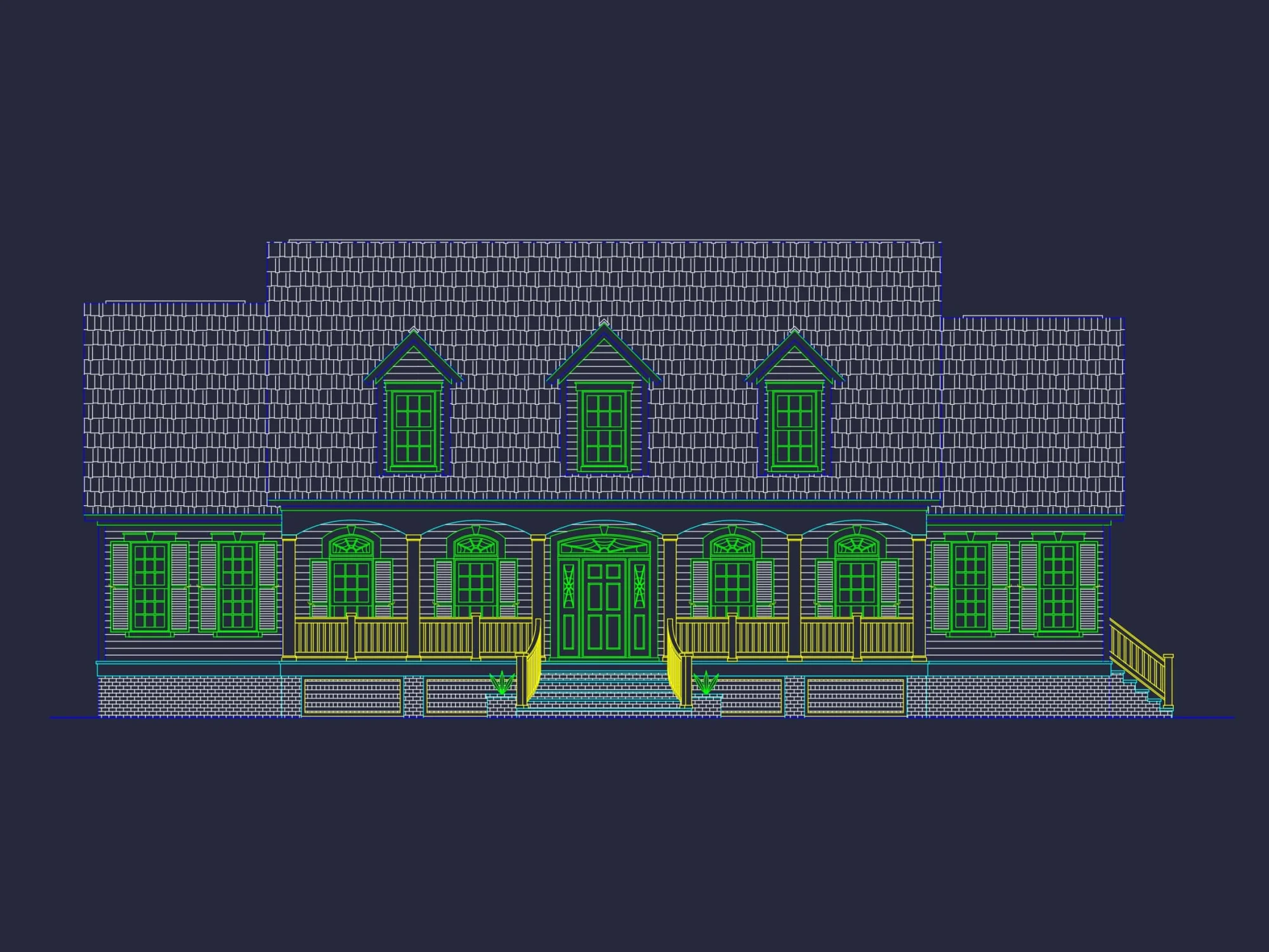 Elegant Colonial Revival house Plan with CAD Designs and Floor Plans