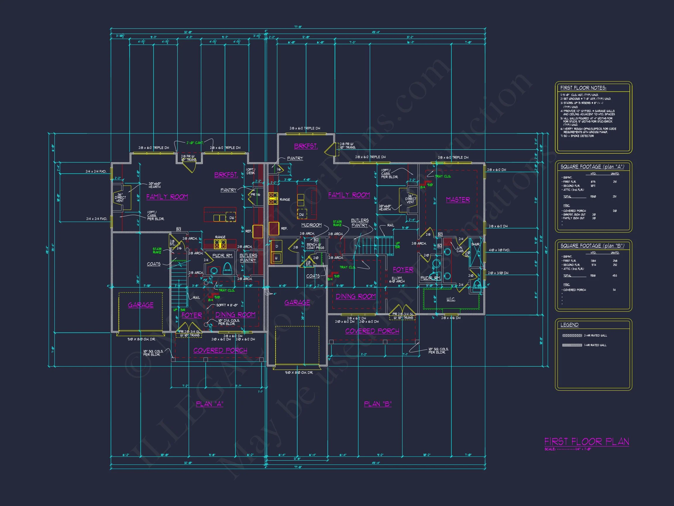 10-1653 HOUSE PLAN - 6-Bed, 5.5-Bath, 3908 SF Modern Duplex House Plan 34 Modern Duplex house Plan with Architecture and CAD Designs