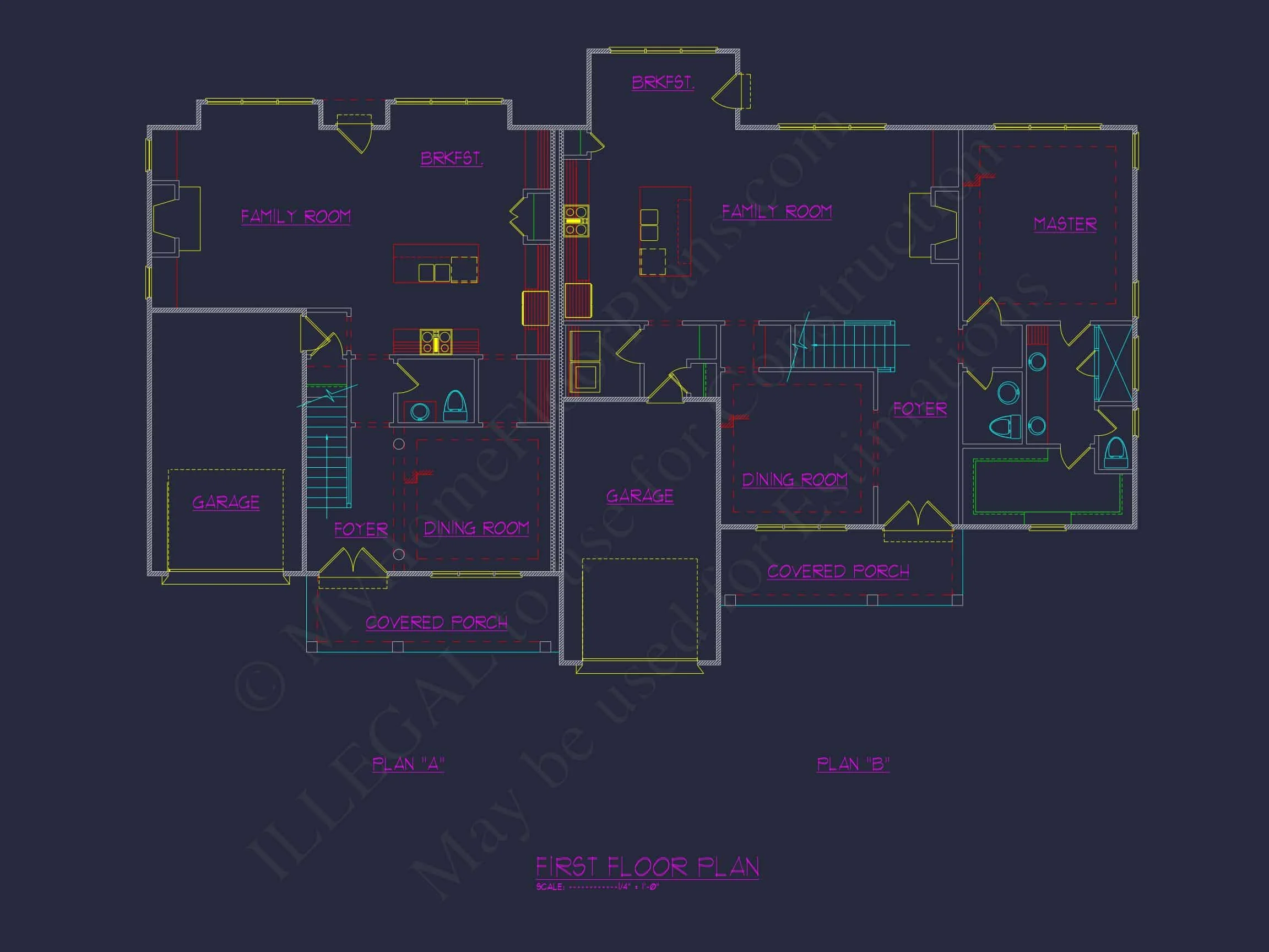 10-1653 HOUSE PLAN - 6-Bed, 5.5-Bath, 3908 SF Modern Duplex House Plan 32 Modern Duplex house Plan with Architecture and CAD Designs