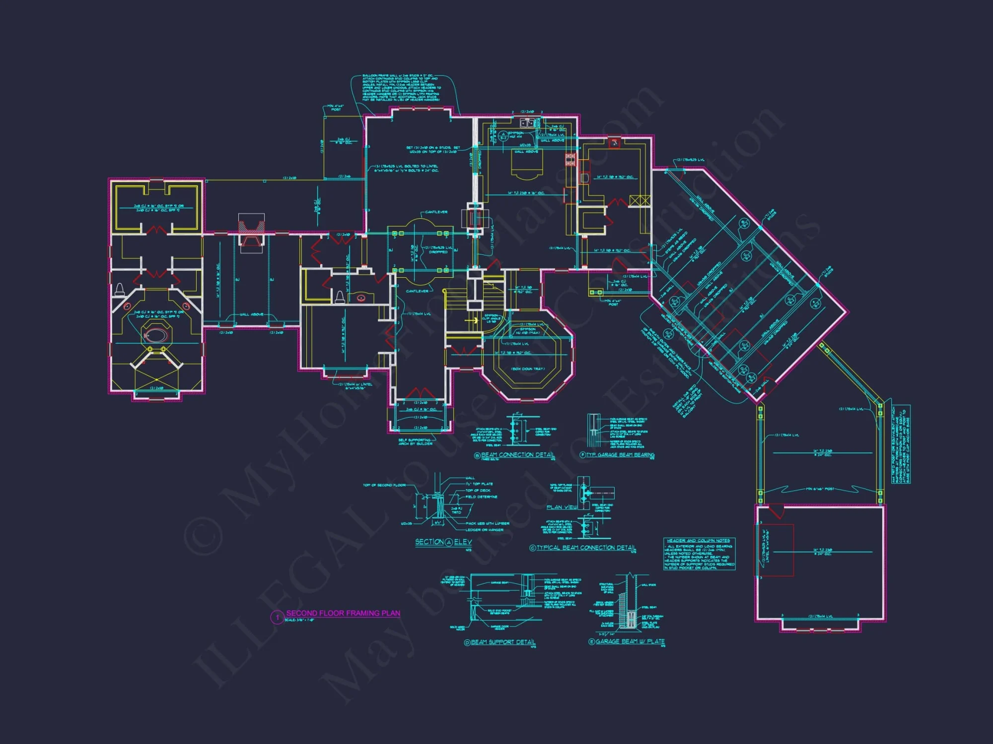 Luxury house Plan with 5 Bedrooms, CAD Designs & Vaulted Ceilings
