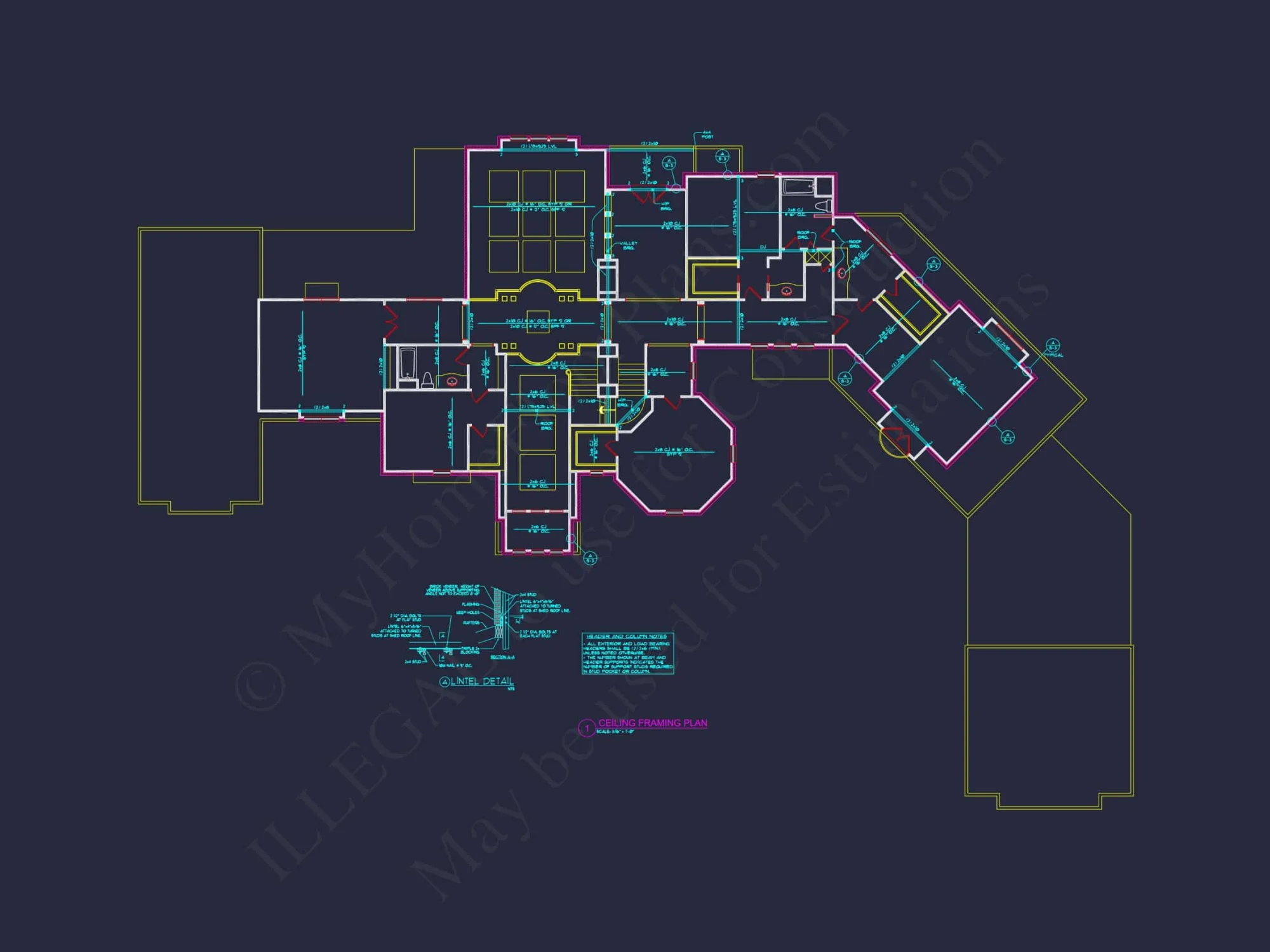 Luxury house Plan with 5 Bedrooms, CAD Designs & Vaulted Ceilings