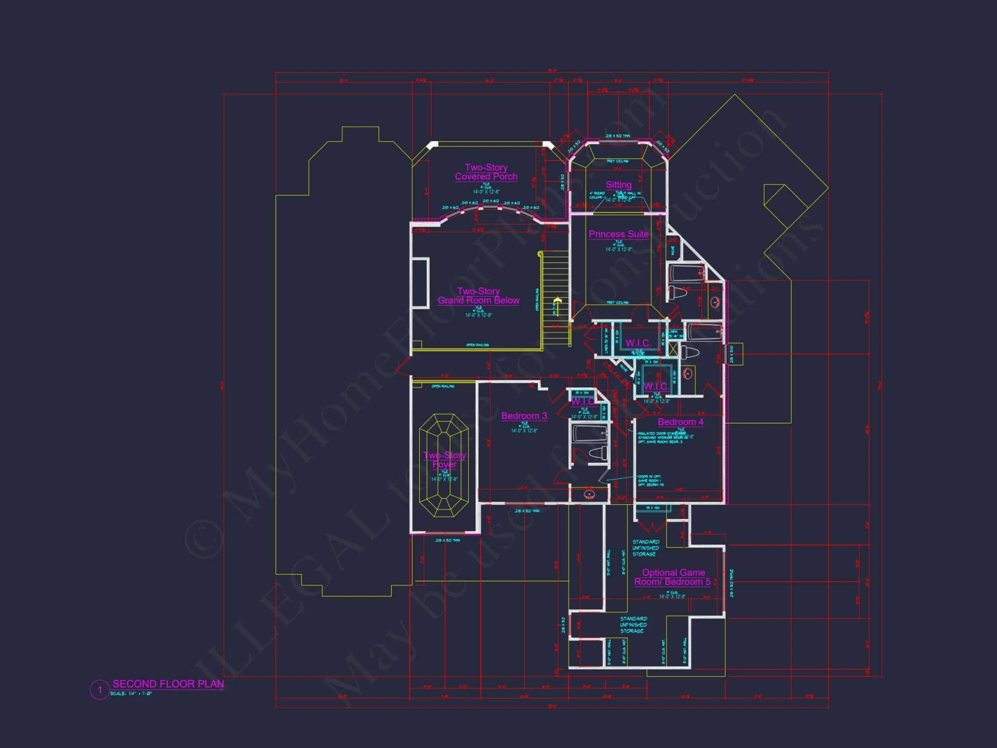 Luxury house Floor Plan with 5 Beds, 5.5 Baths, and CAD Designs