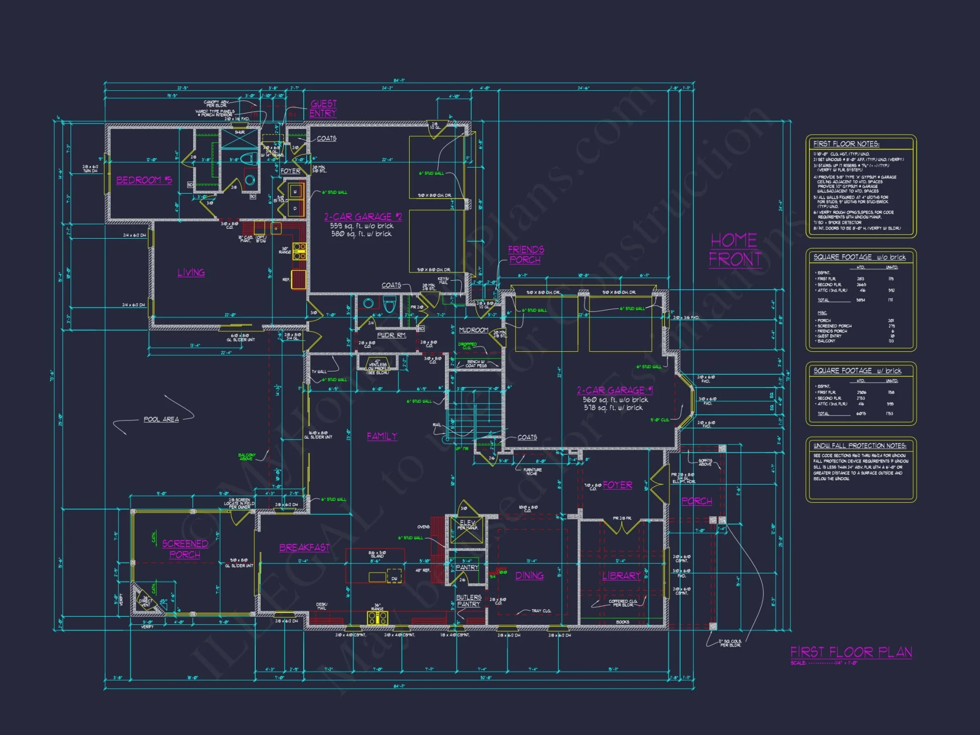 Elegant house Floor Plan with 5 Beds & 5+ Baths