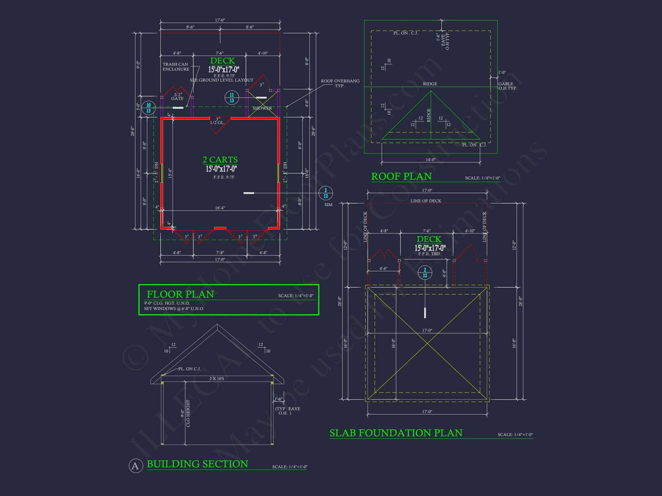 18-2162 GOLF CART PLAN - 272 SF Modern Farmhouse Golf Cart Garage Plan 6 Modern Detached Garage Floor Plan for Small Vehicles