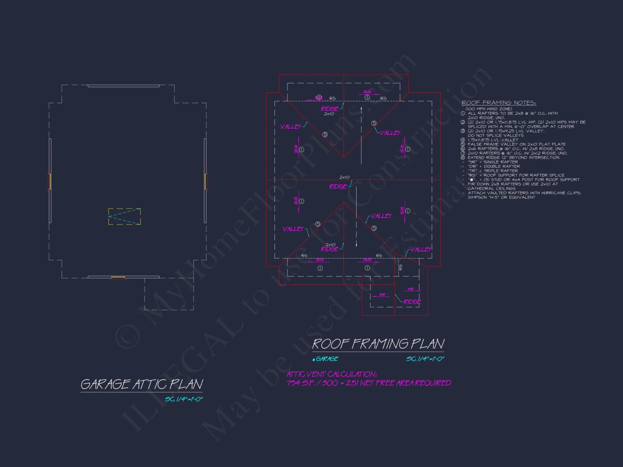 Craftsman house Plan: Garage Floor Plan with Blueprint Designs