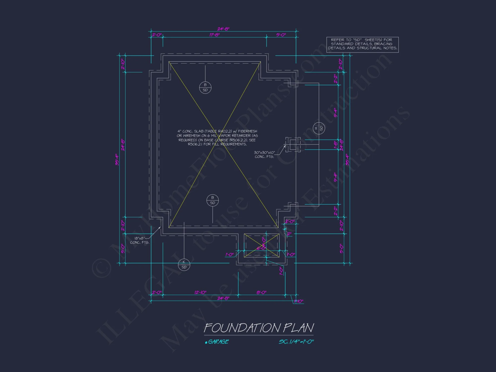Craftsman house Plan: Garage Floor Plan with Blueprint Designs