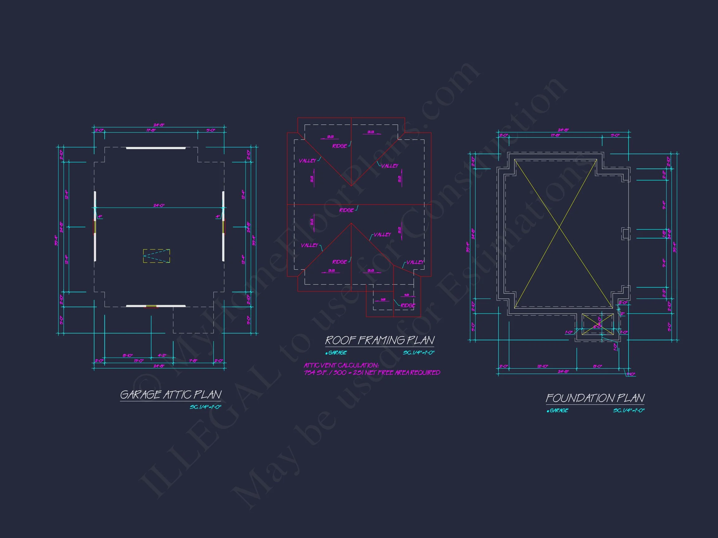 17-1717 GARAGE PLAN - Garage Floor Plan with Blueprint Designs 5 Craftsman house Plan: Garage Floor Plan with Blueprint Designs