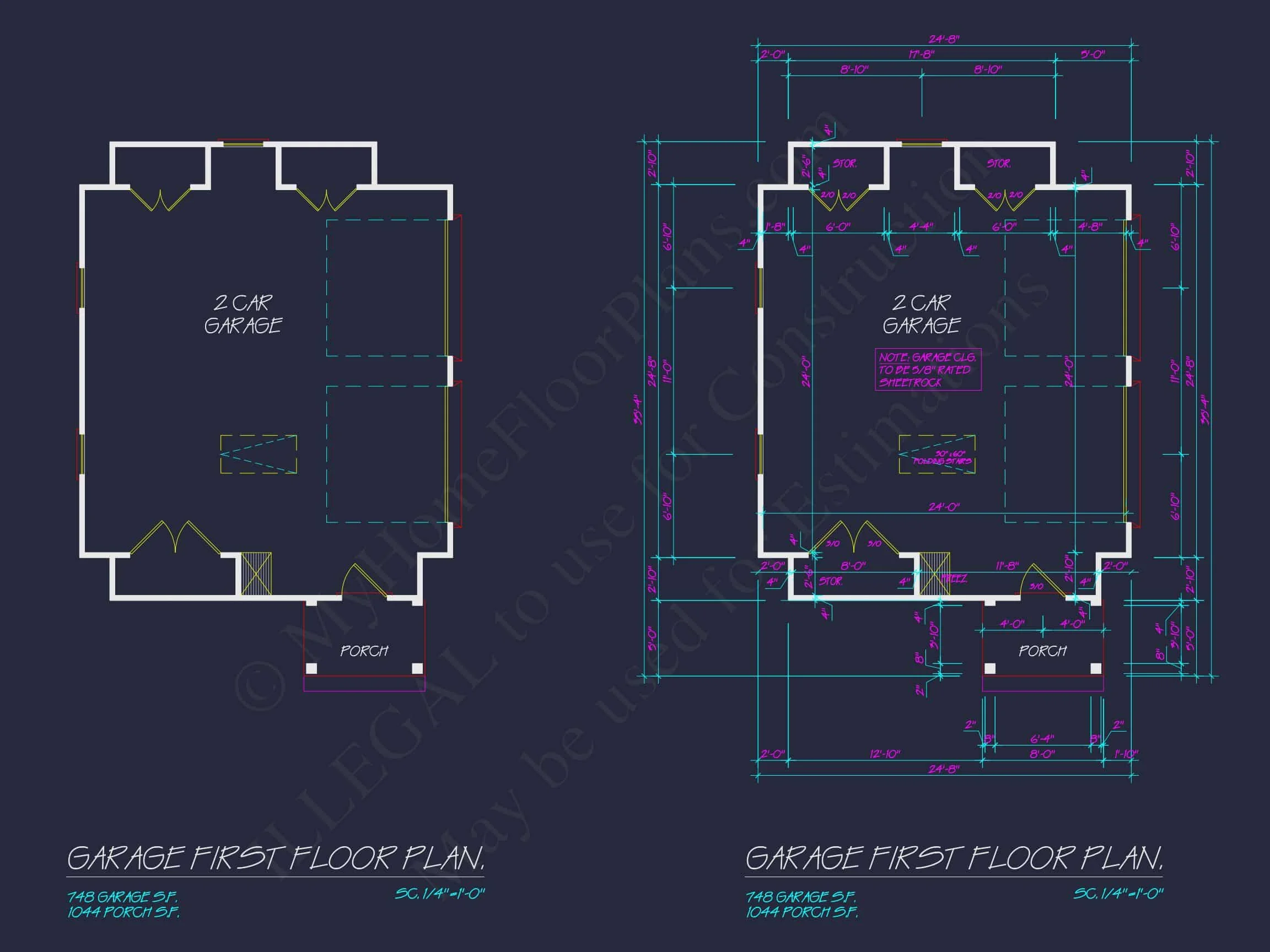 17-1717 GARAGE PLAN - Garage Floor Plan with Blueprint Designs 4 Craftsman house Plan: Garage Floor Plan with Blueprint Designs