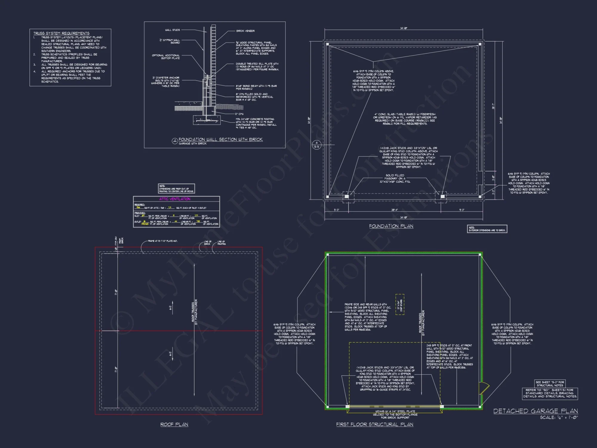 Detached Garage house Blueprint with Workshop Design