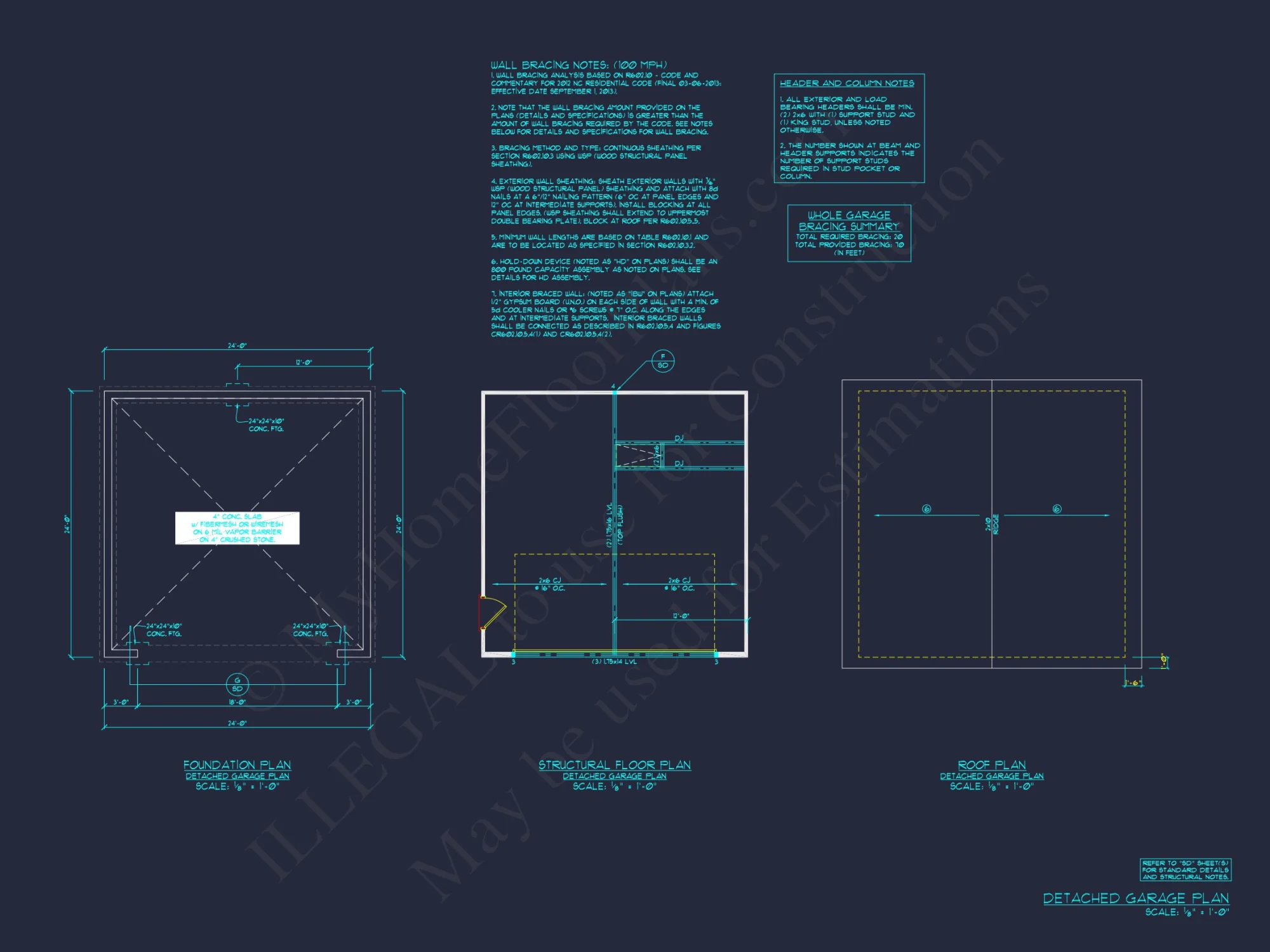 Garage Floor Plan with Blueprint for CAD Architecture Designs
