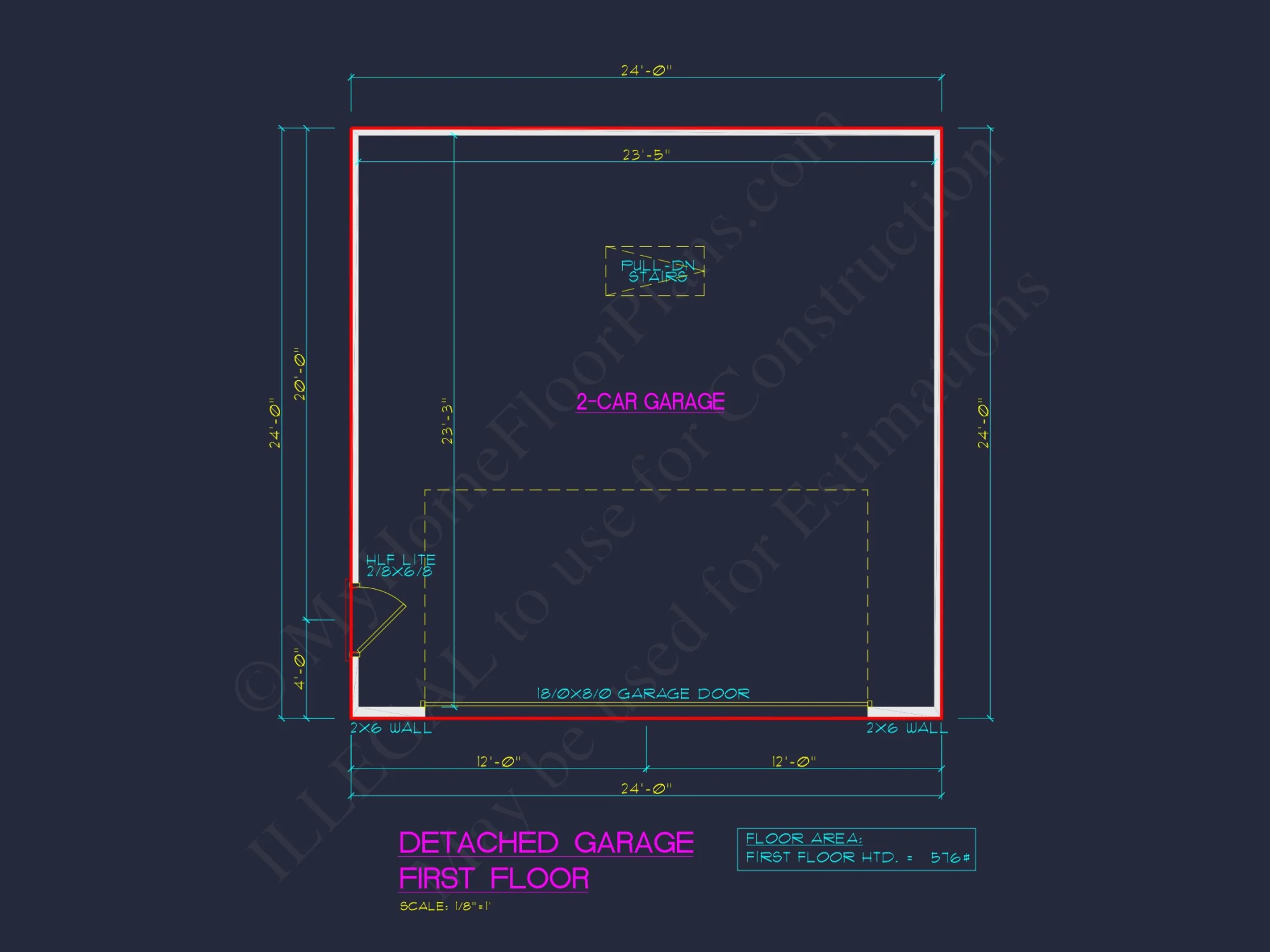 Garage Floor Plan with Blueprint for CAD Architecture Designs