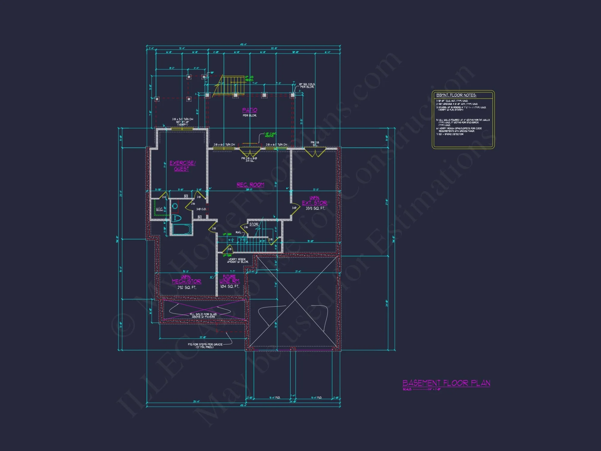Modern Colonial house Blueprint with 6 Beds & 7 Baths