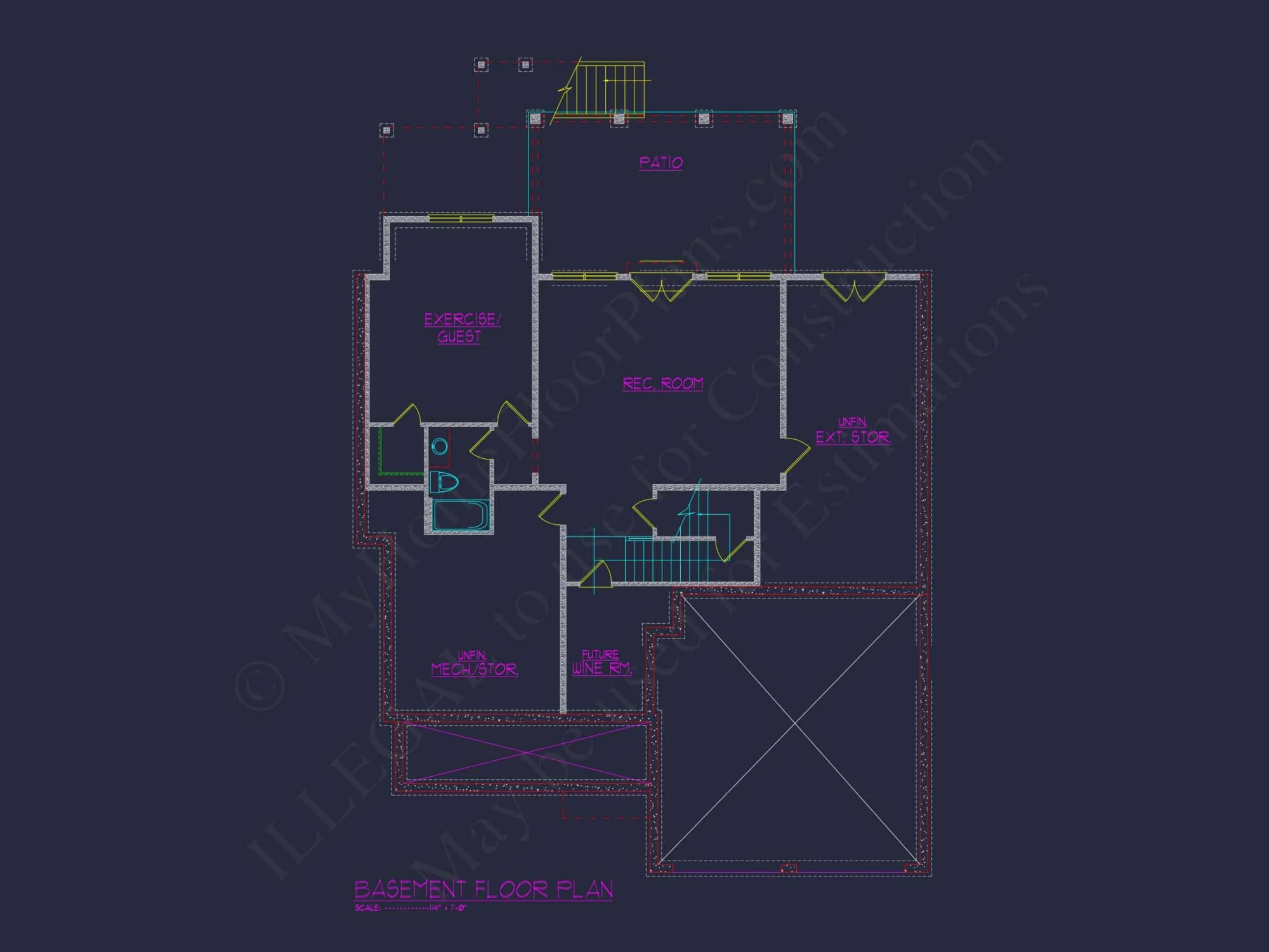 Modern Colonial house Blueprint with 6 Beds & 7 Baths