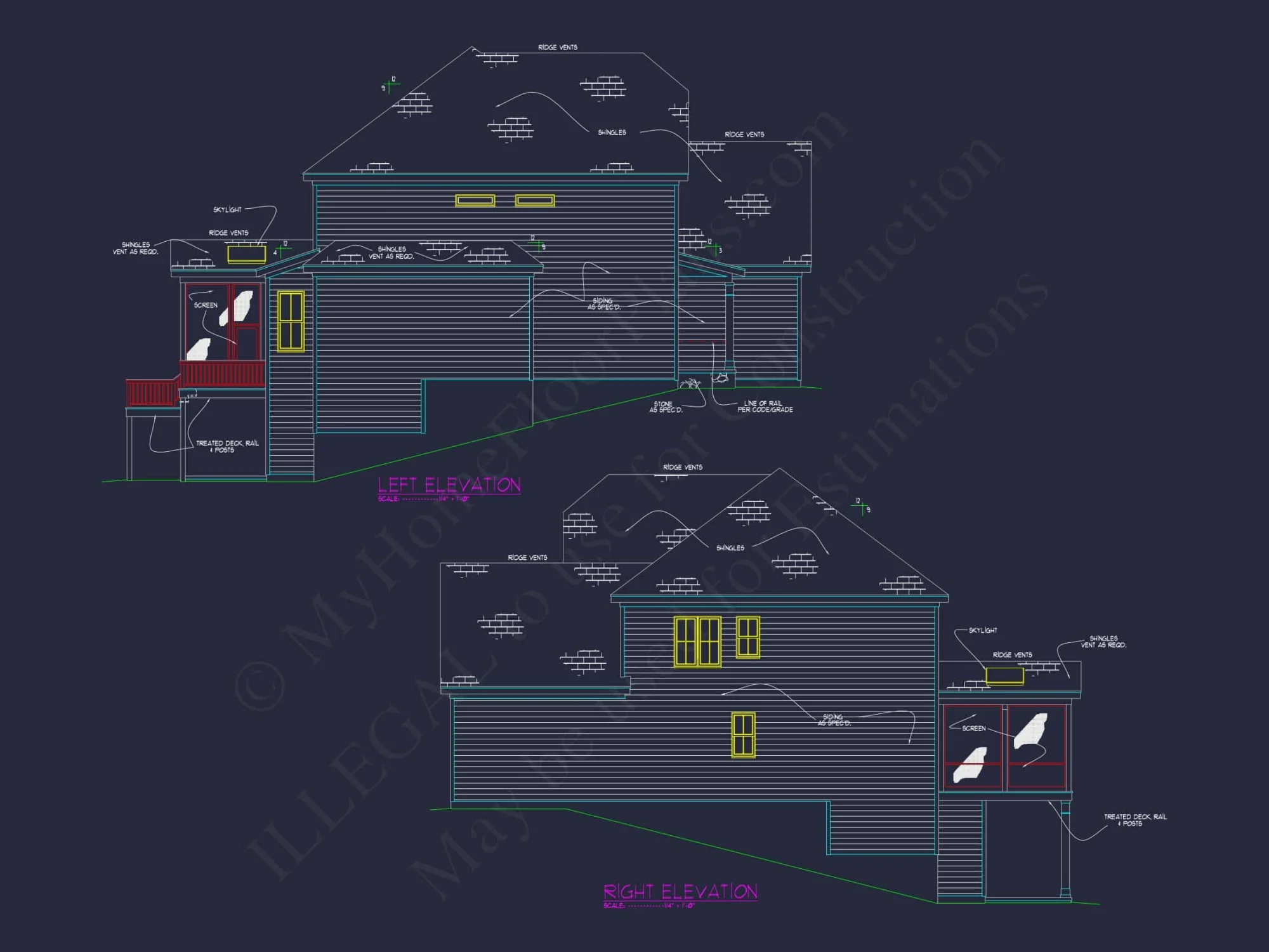 Modern Colonial house Blueprint with 6 Beds & 7 Baths