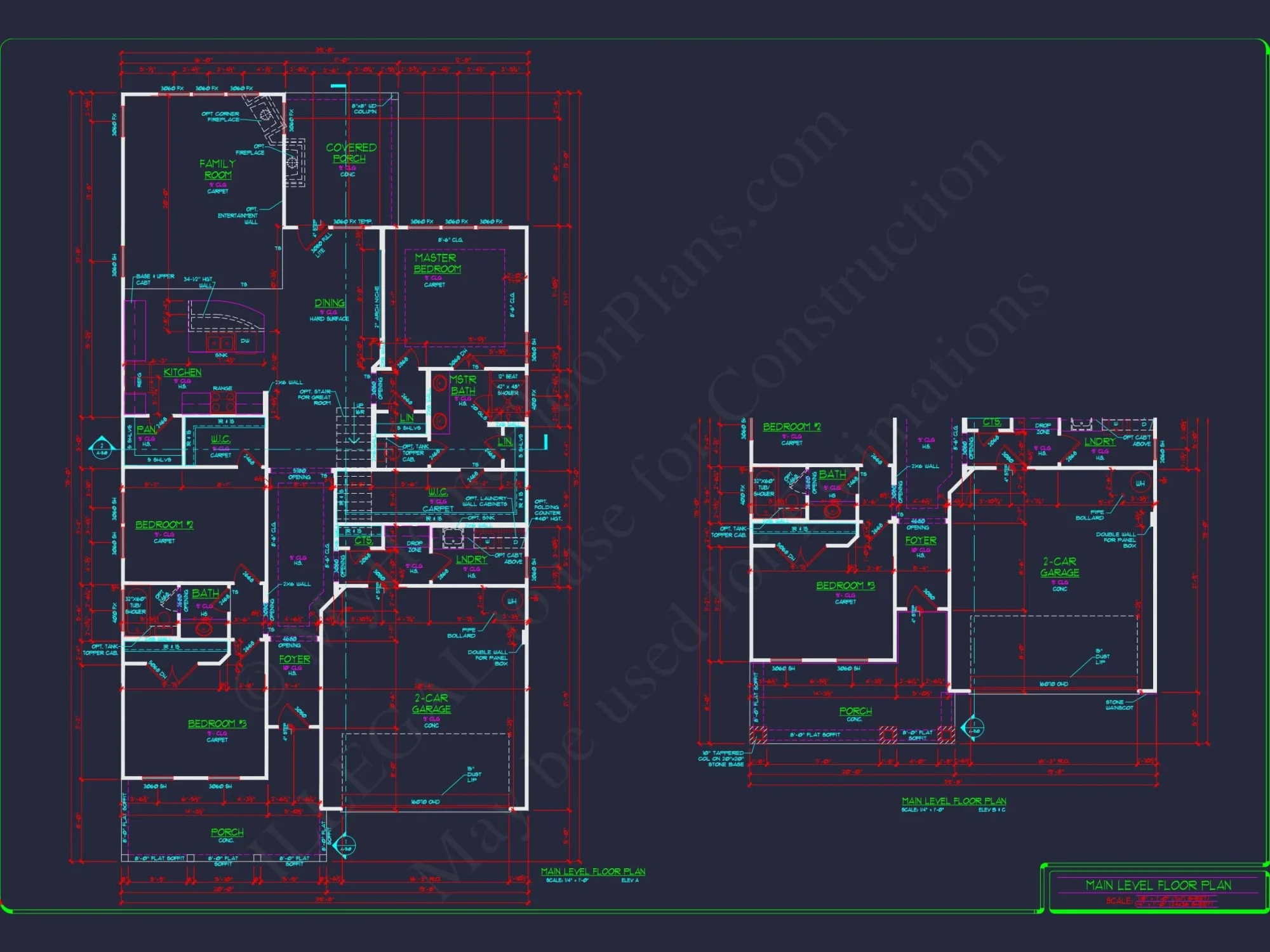 Elegant house Plan: Detailed Floor Plans with CAD Designs