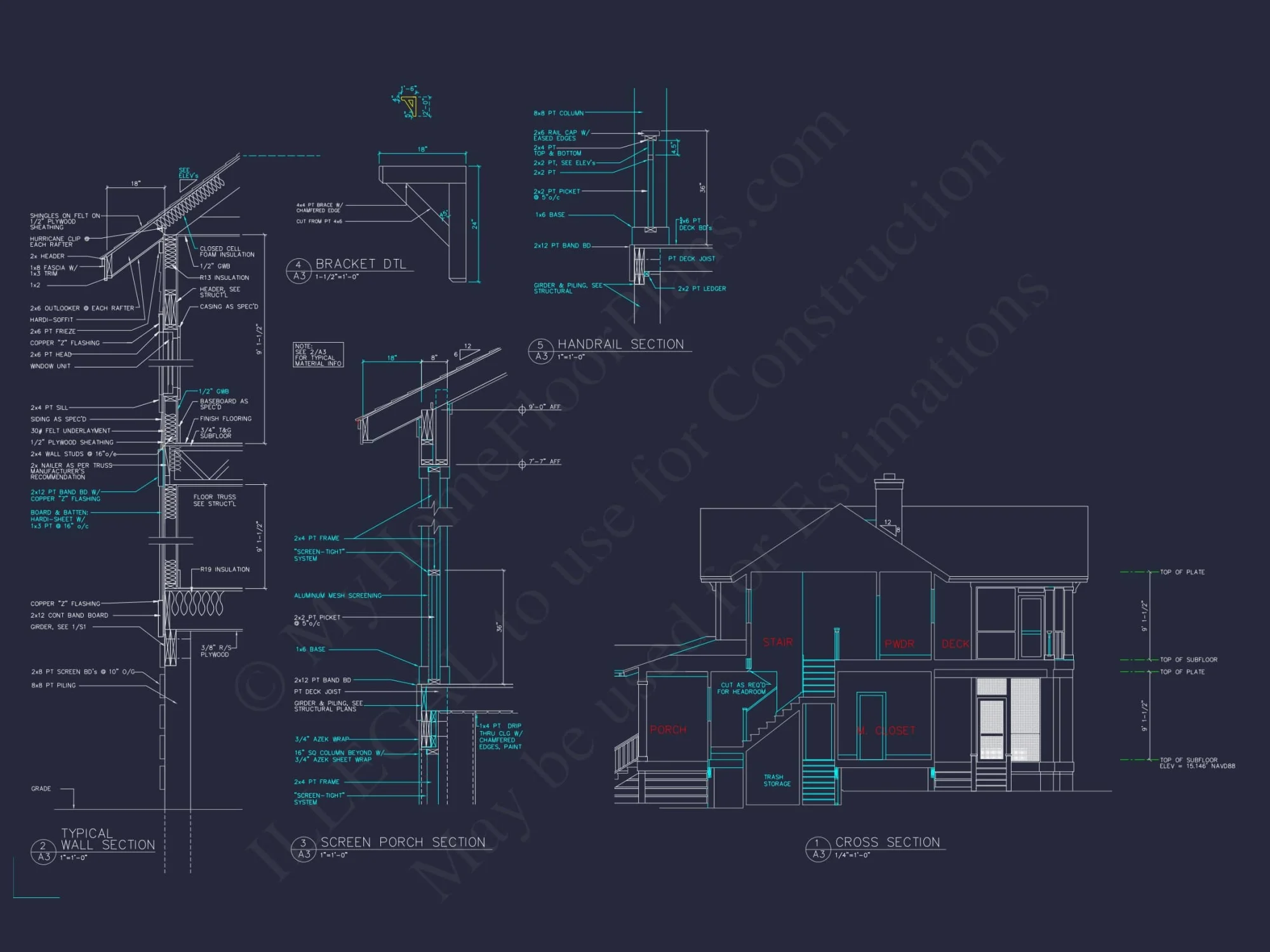 Coastal house Plan Blueprint: 2 Story CAD Architecture Designs