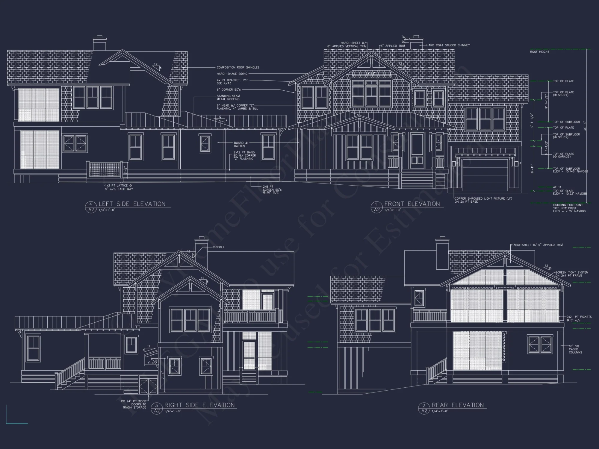 Coastal house Plan Blueprint: 2 Story CAD Architecture Designs