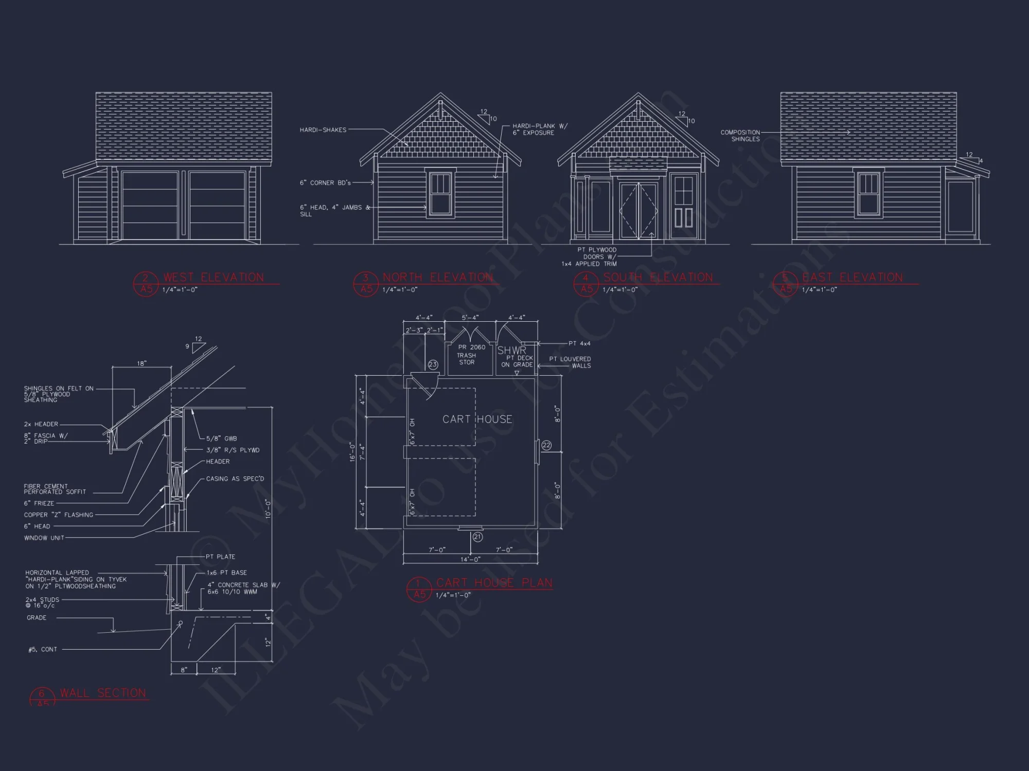 Traditional Cart Garage House Floor Plan & Blueprint