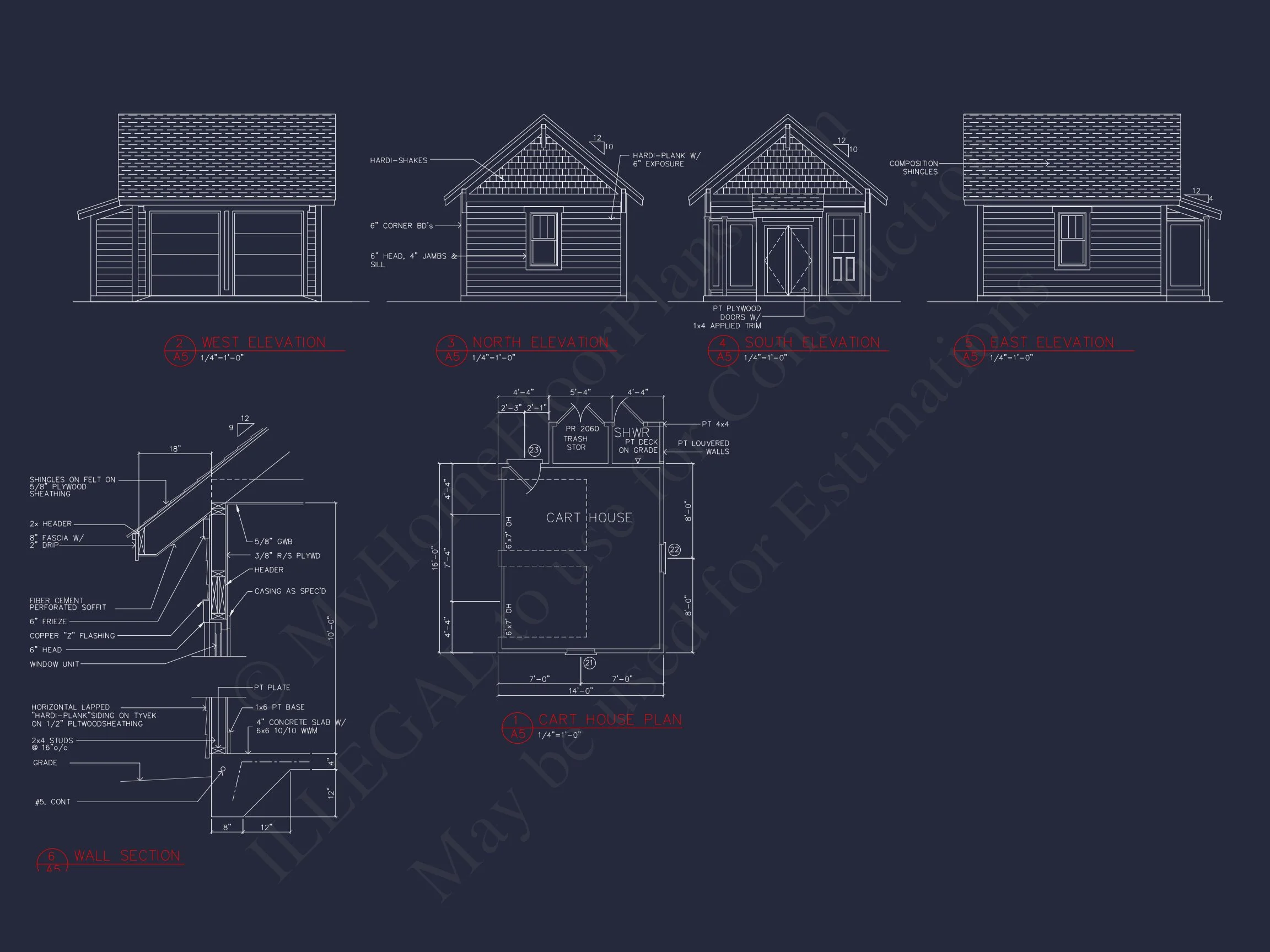 14-1499 CART PLAN - Traditional Cart Garage House Floor Plan & Blueprint 2 Traditional Cart Garage House Floor Plan & Blueprint