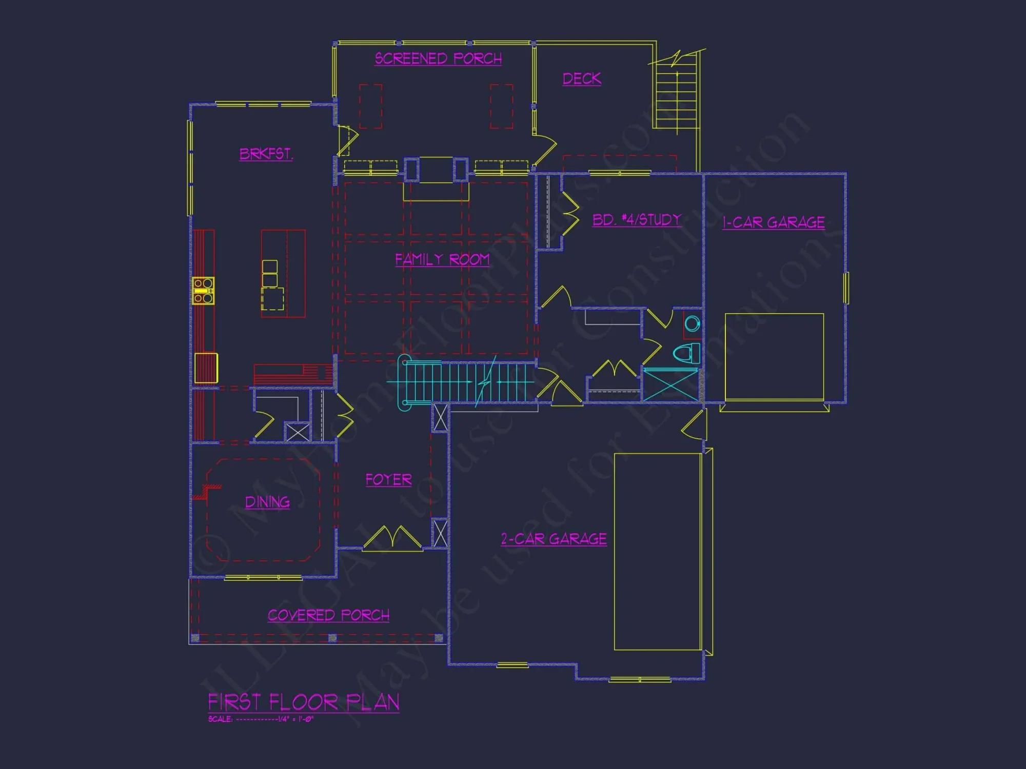 Spacious 5-Bedroom house Plan with Vaulted Ceilings and CAD Designs