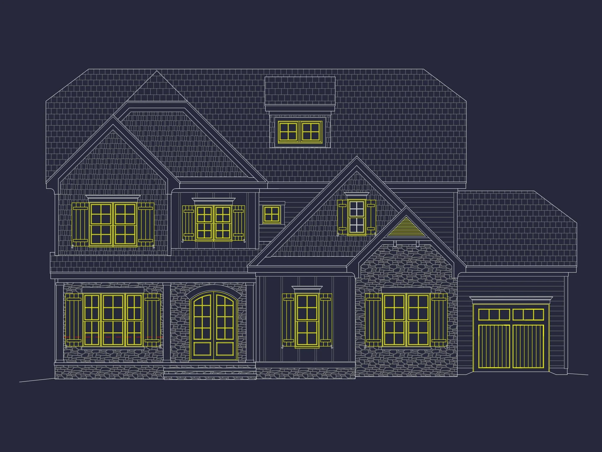 Spacious 5-Bedroom house Plan with Vaulted Ceilings and CAD Designs