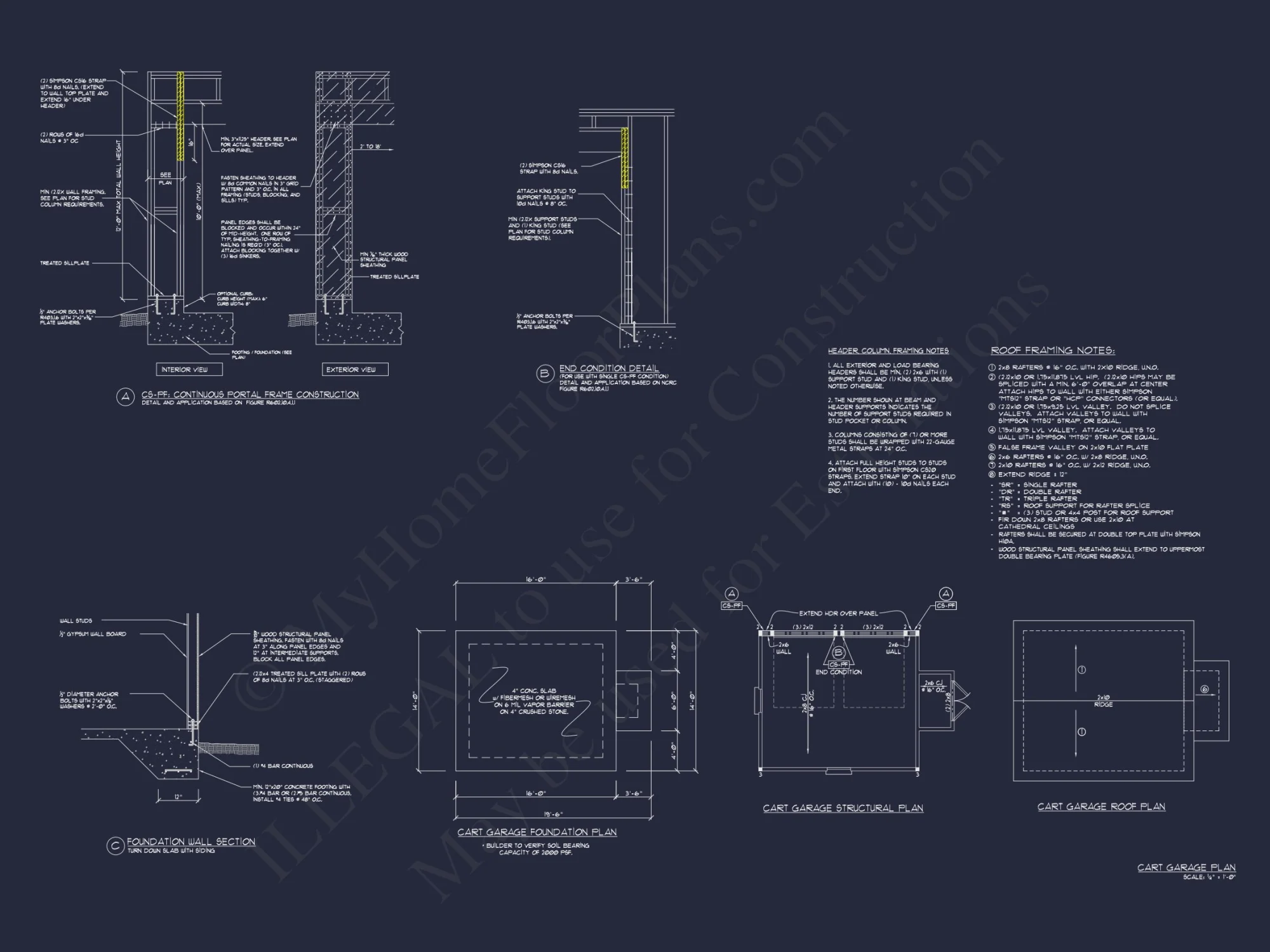 Compact Golf Cart Garage Plan with Simple Designs and CAD Layout