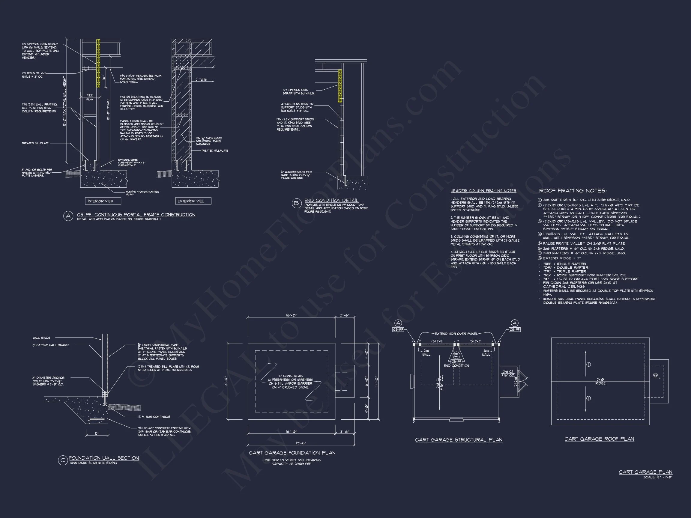 12-2880 GOLF CART PLAN- Compact Golf Cart Garage Plan with Simple Designs and CAD Layout 3 Compact Golf Cart Garage Plan with Simple Designs and CAD Layout