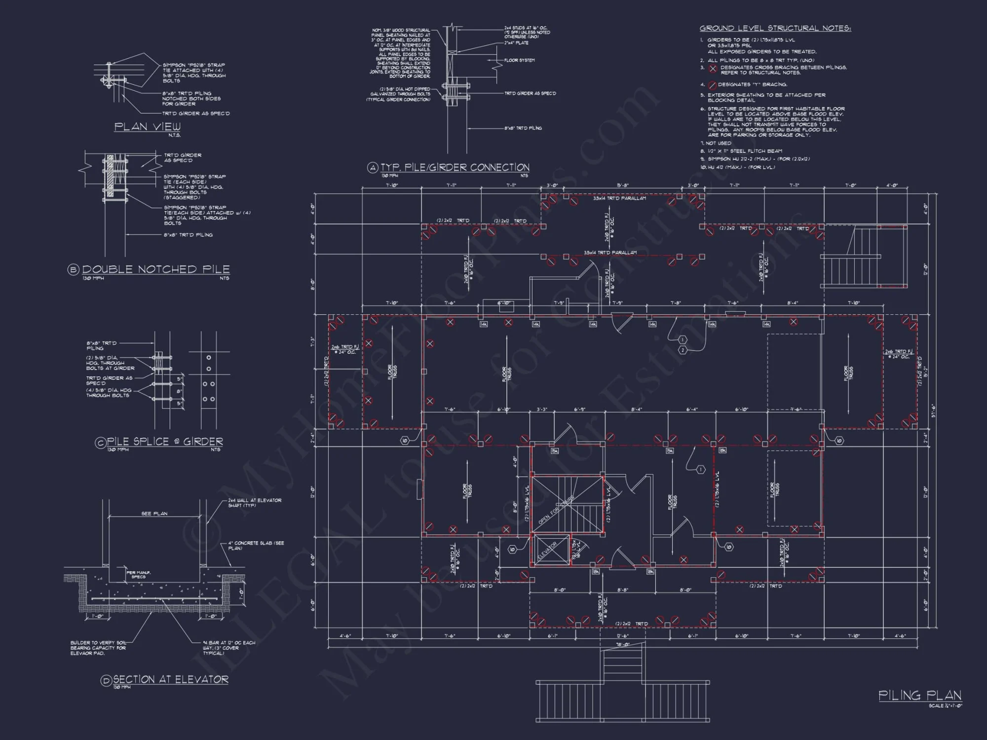 Oceanfront Luxury house Plan with 7 Bedrooms and CAD Designs
