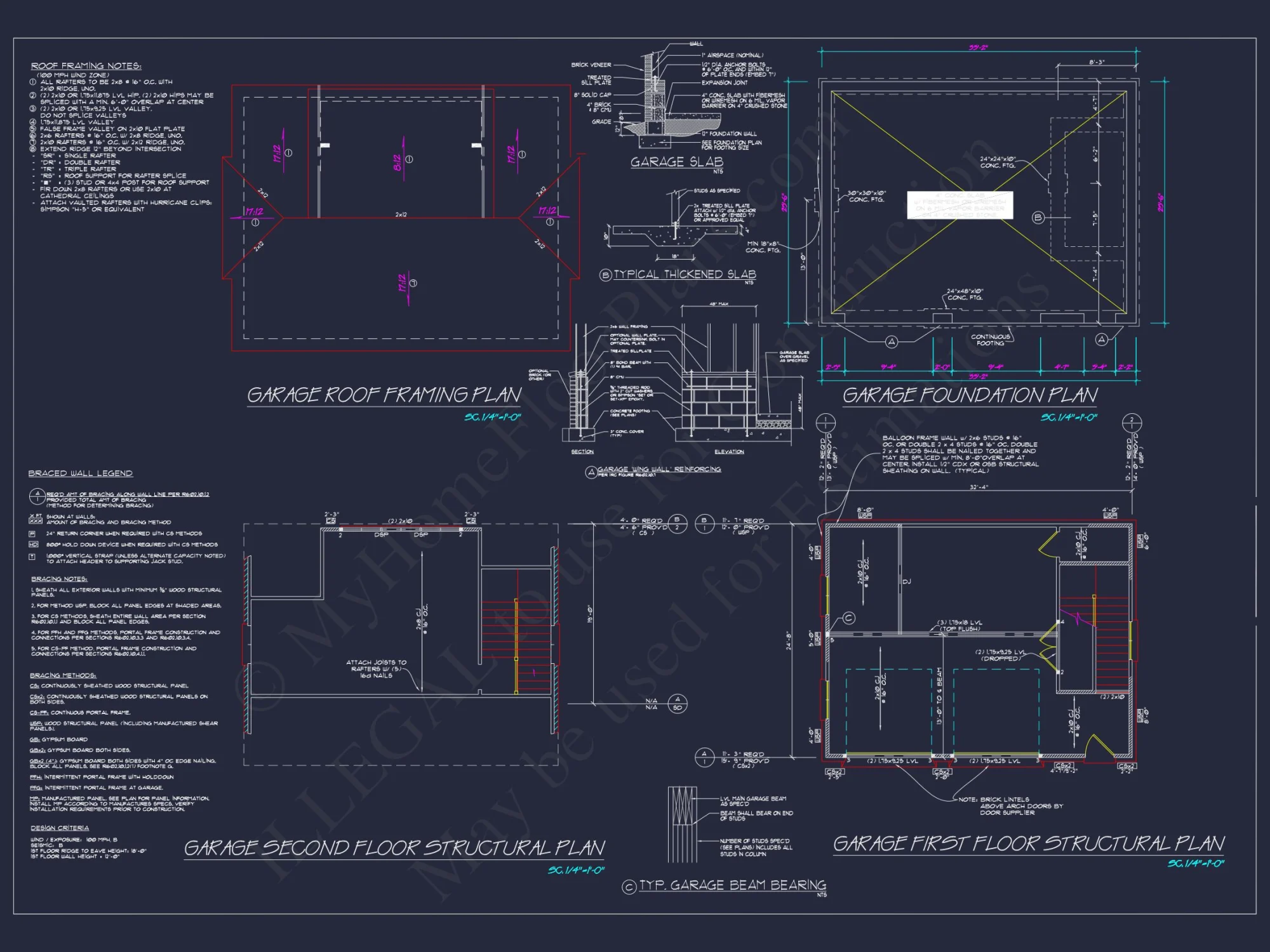 Compact Garage Floor Plan with Living Space - CAD Blueprint