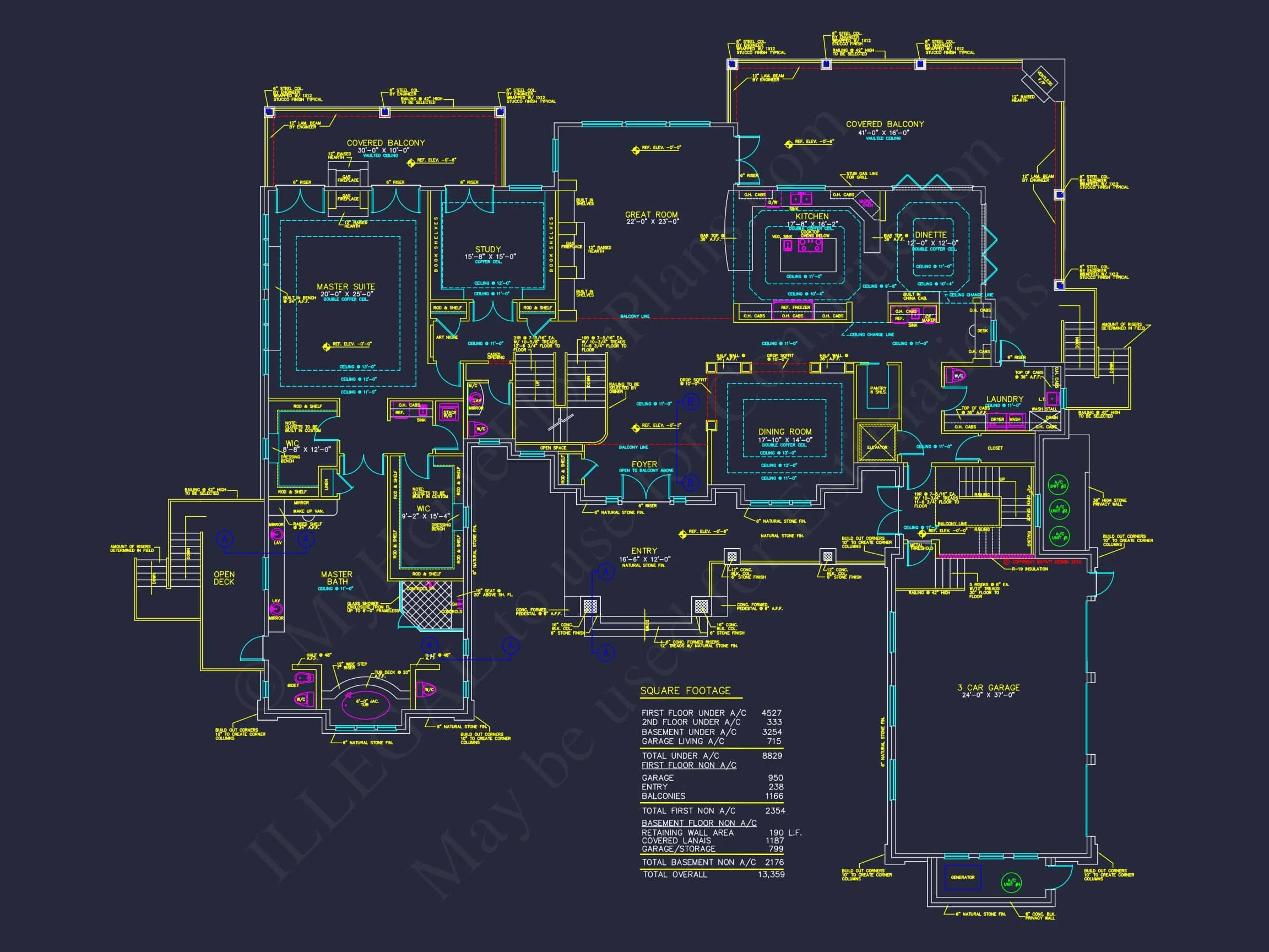 Luxury 3-Story Craftsman house Plan & Blueprint
