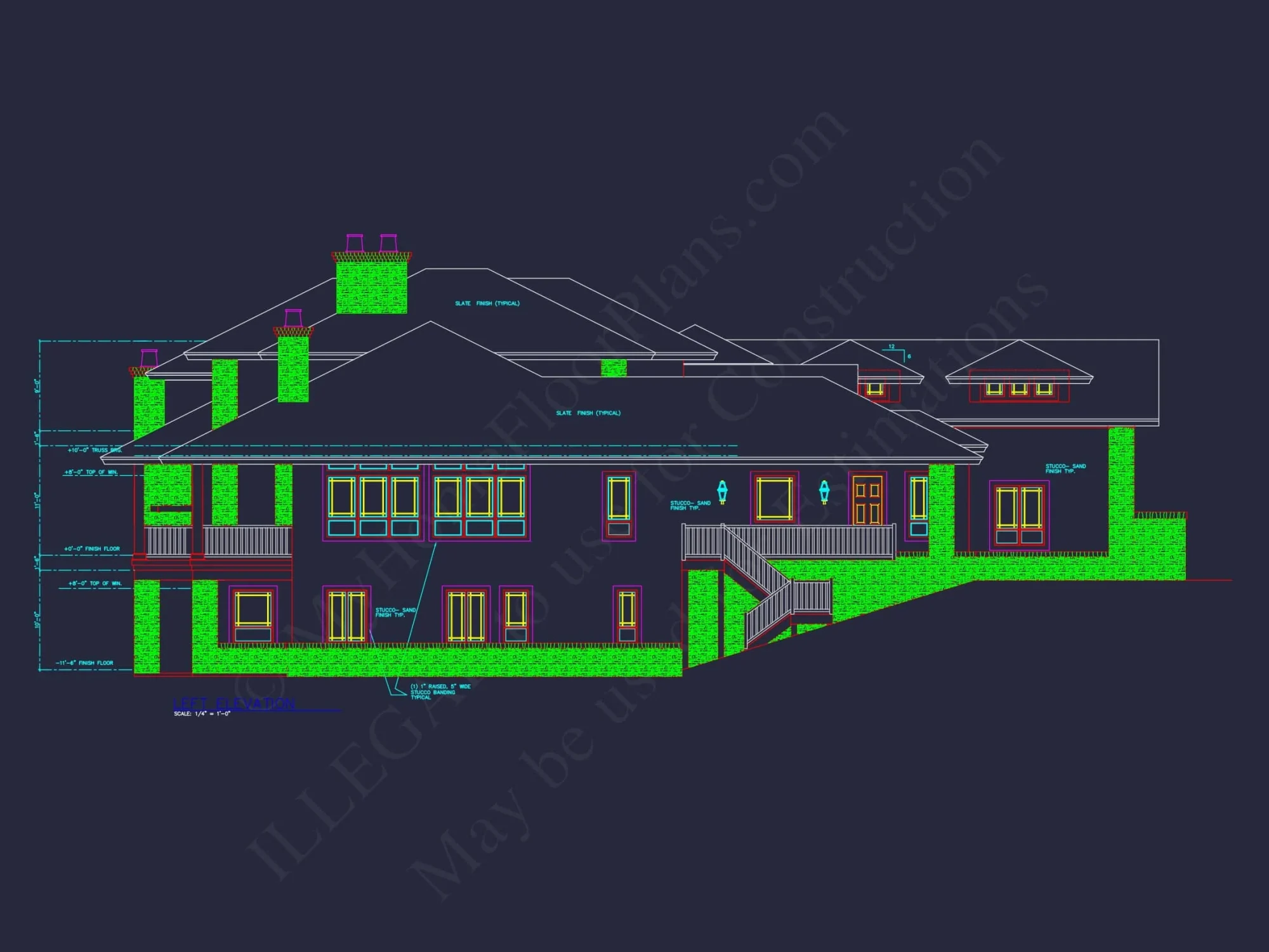 Luxury 3-Story Craftsman house Plan & Blueprint