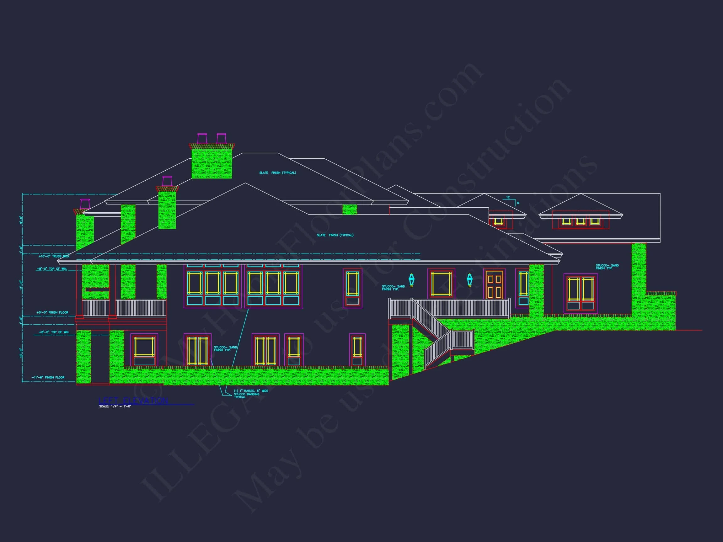 Luxury 3-Story Craftsman house Plan & Blueprint