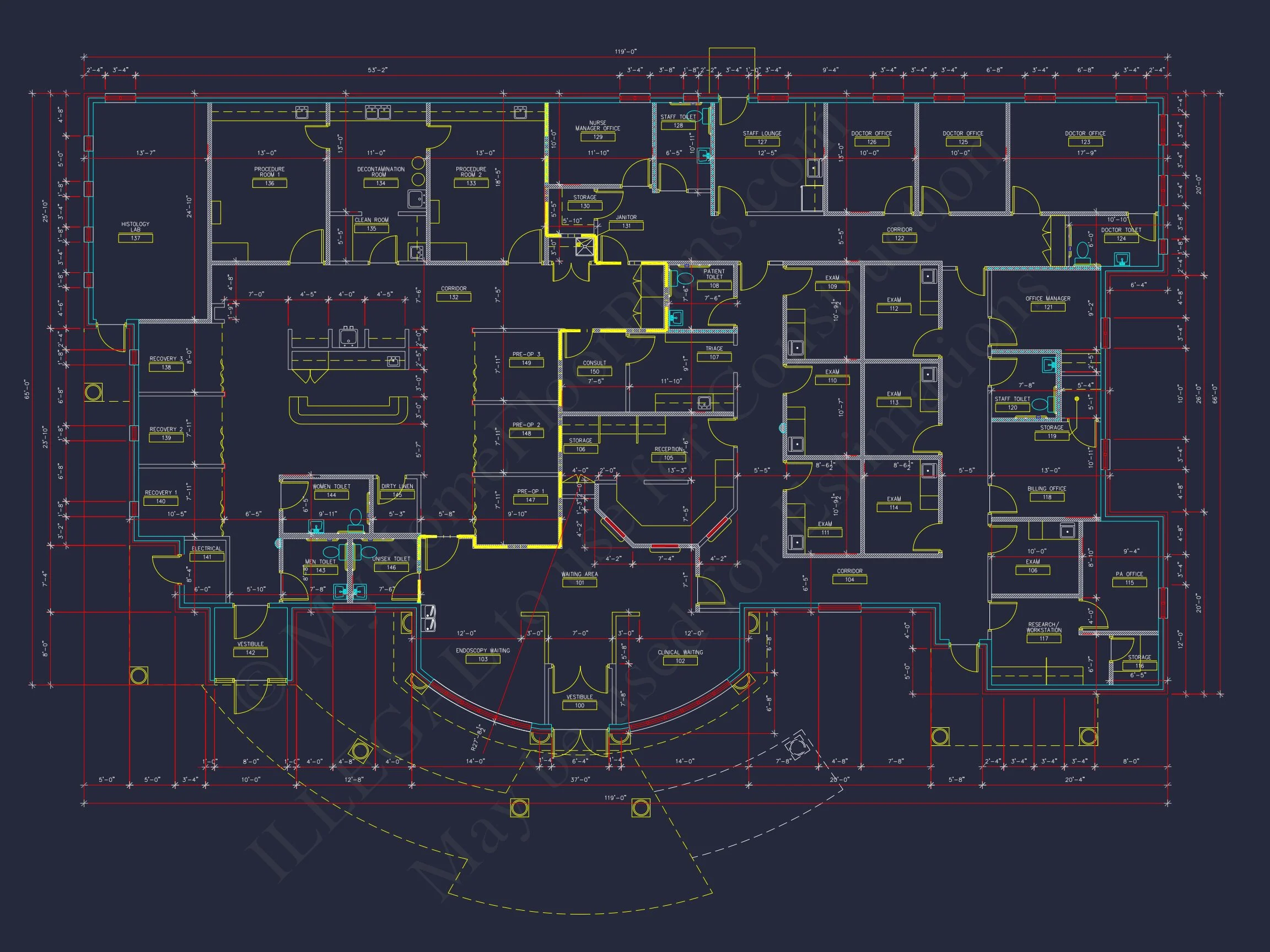 Medical Complex Floor Plan: 7134 Sq Ft Blueprint