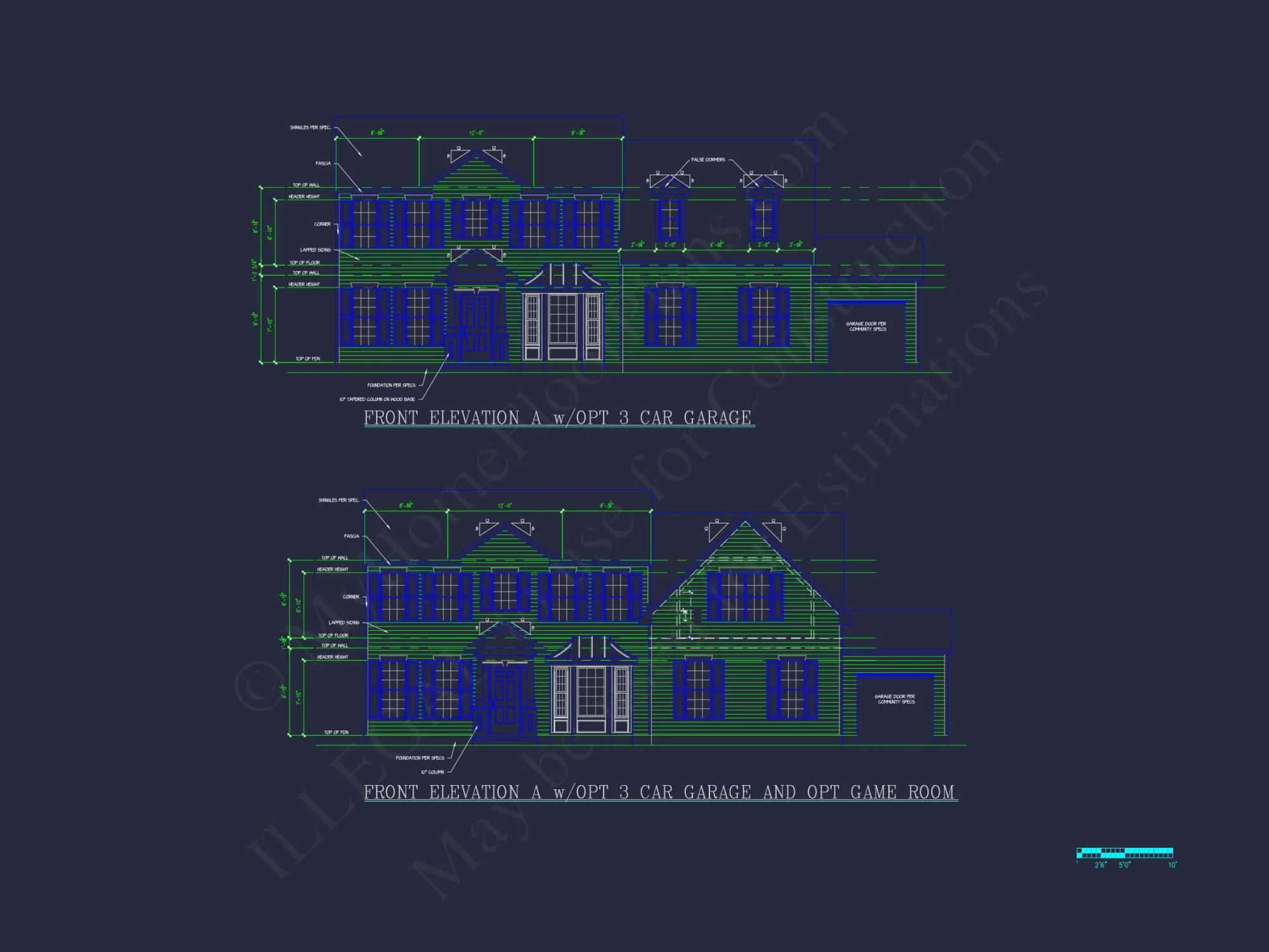 Traditional 2-Story house Floor Plan: 3-5 BR