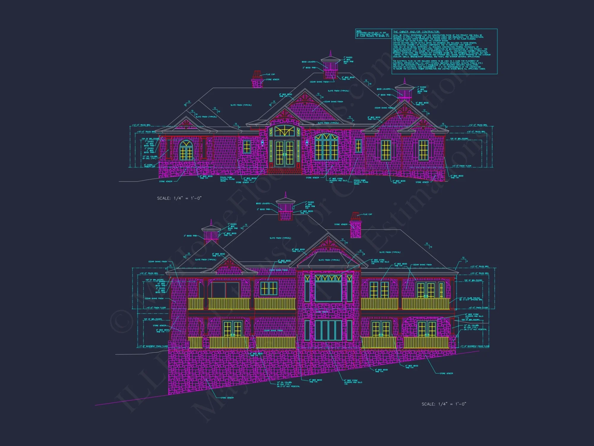 Luxury house Plan with 2-Story Layout, 4 Bedrooms & CAD Designs