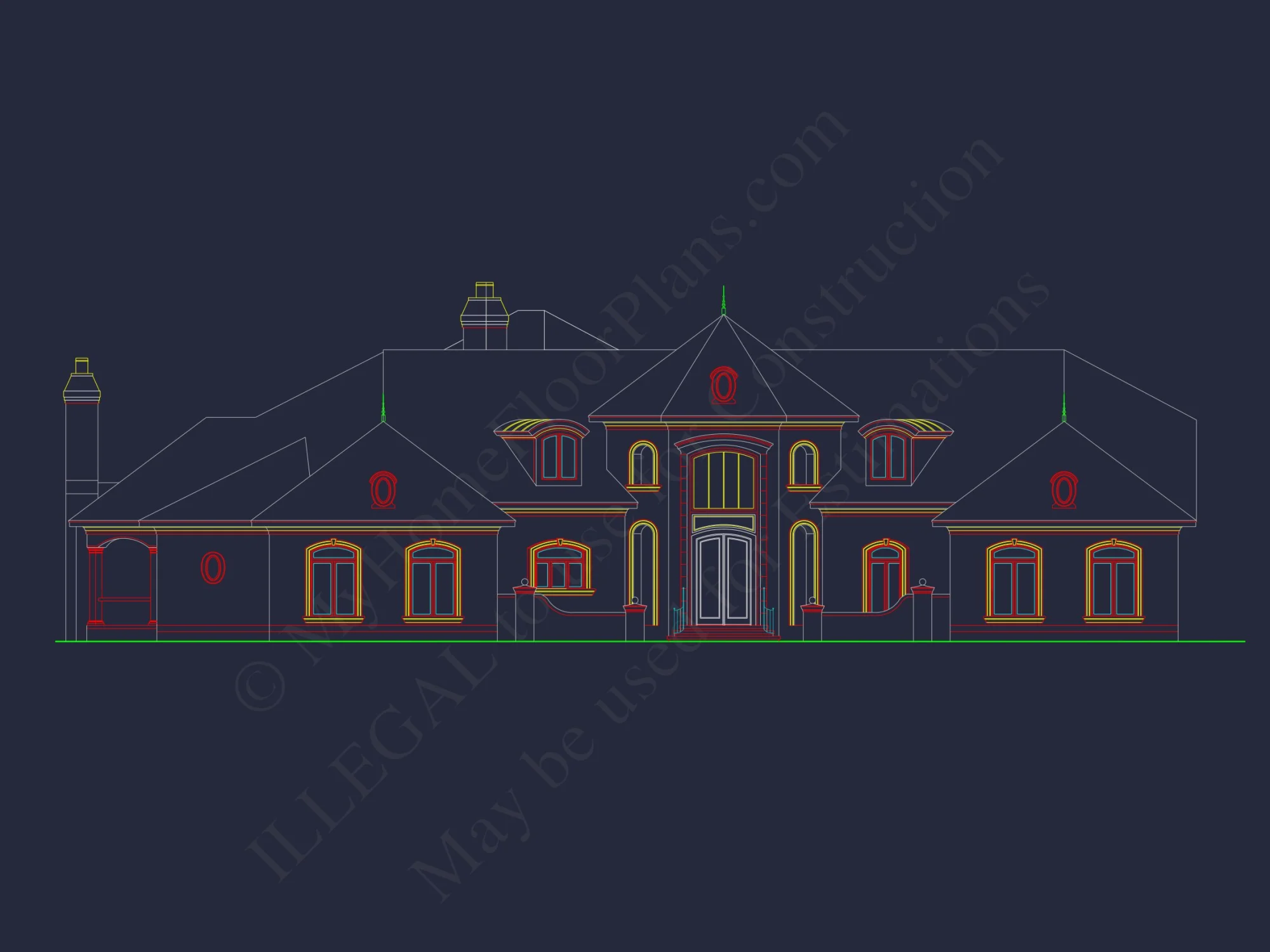 Elegant 2-Story house Plan with Detailed CAD Blueprint Designs