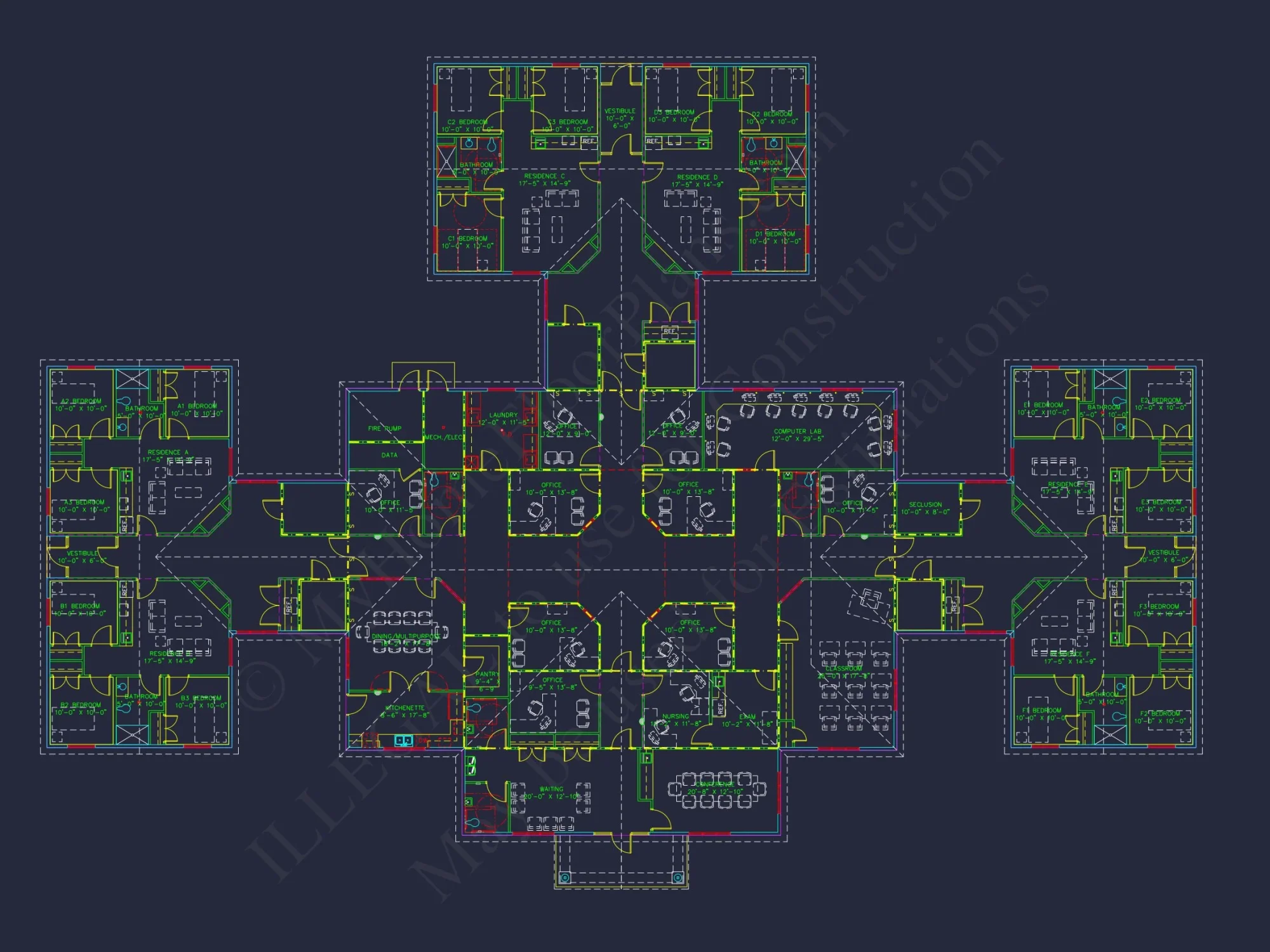 Institutional house Plan with CAD Blueprint - 11, 991 SF Design