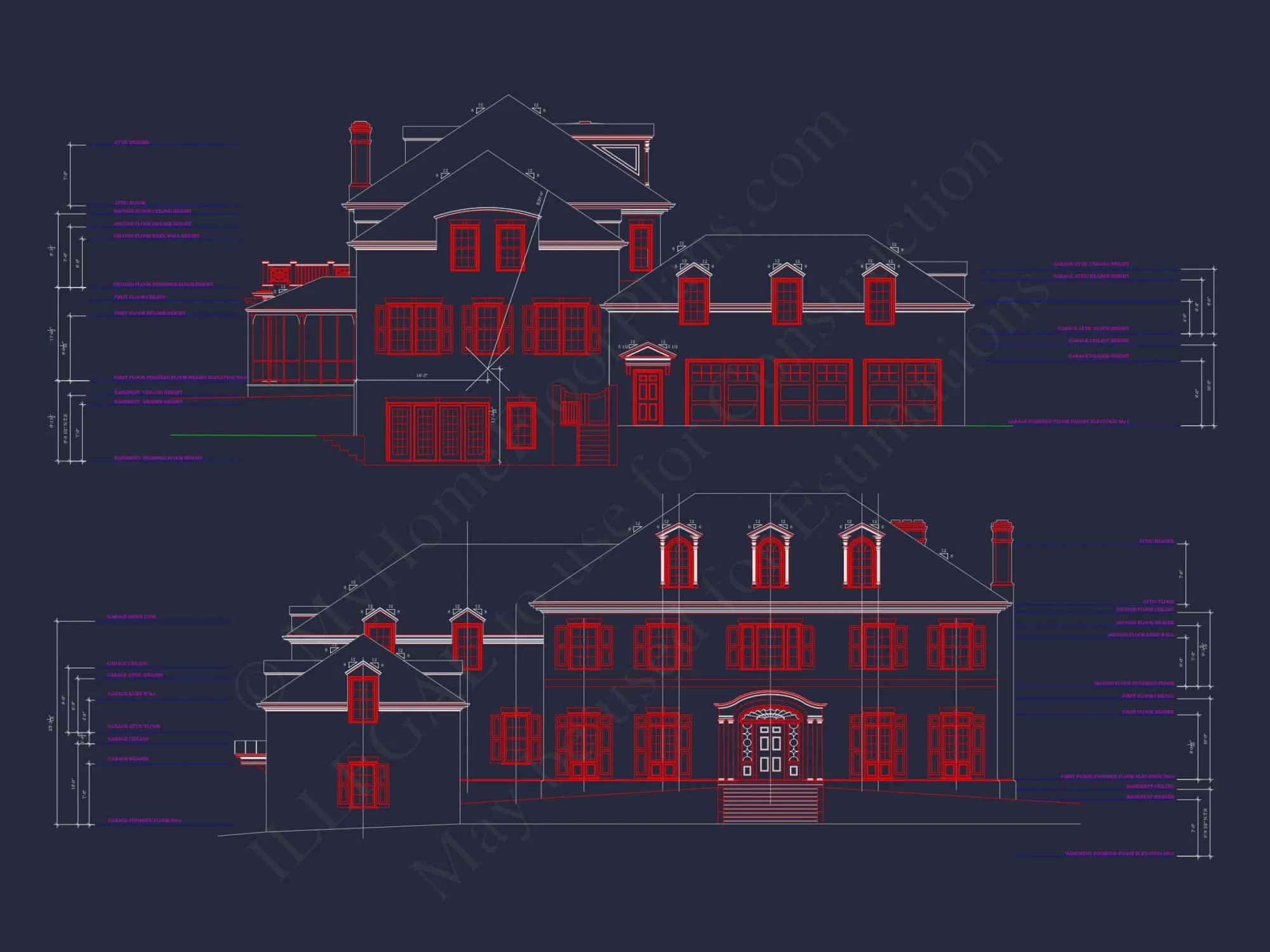 Stunning Georgian house Plan with 4 Beds, 7 Baths, and 3 Stories