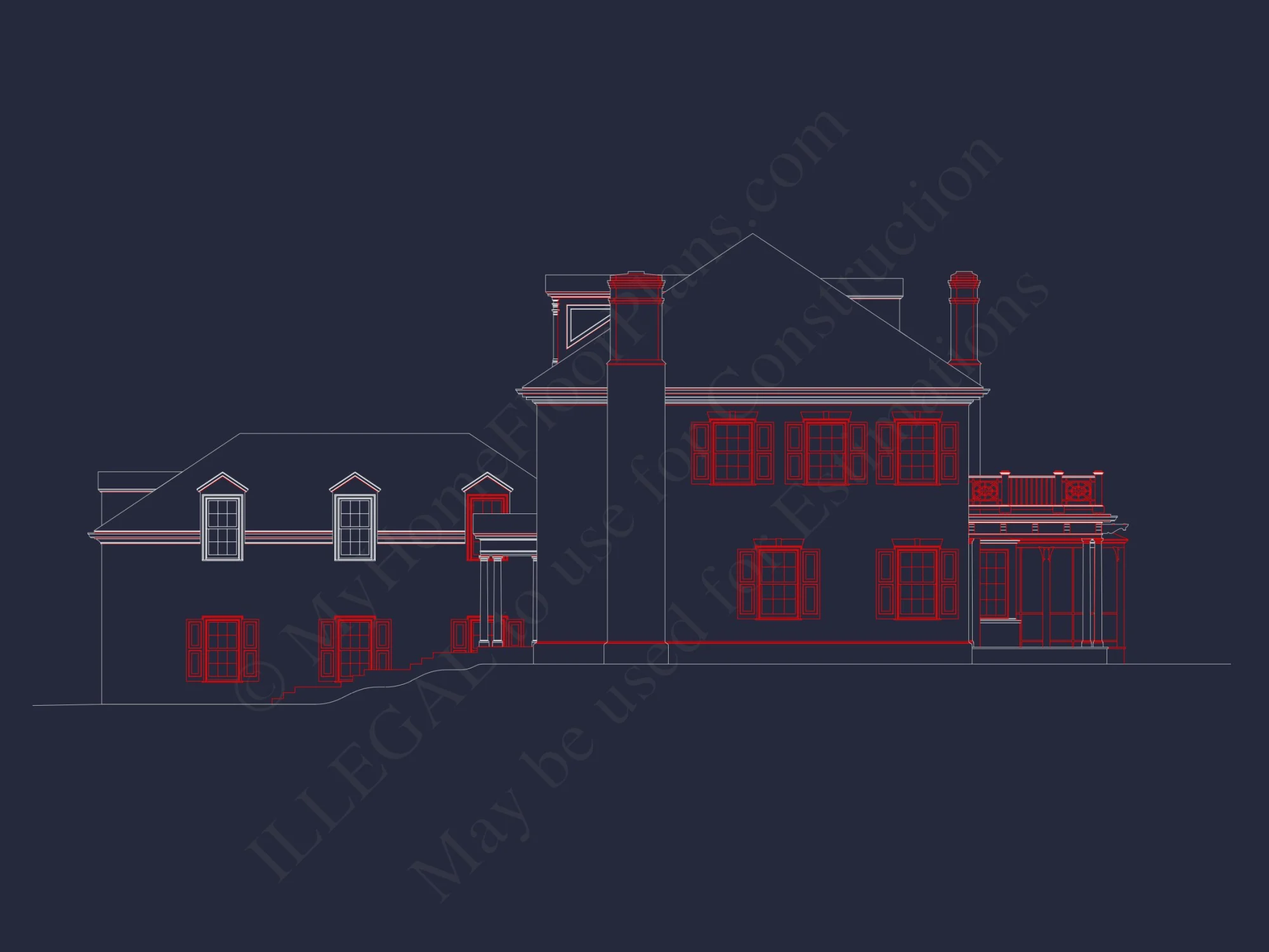 Stunning Georgian house Plan with 4 Beds, 7 Baths, and 3 Stories