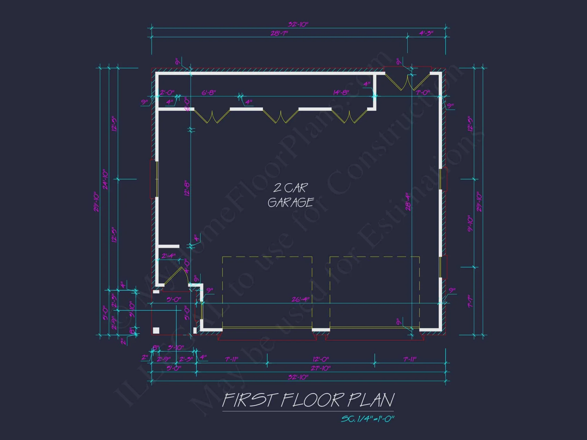 Garage with Living Space Blueprint - Functional Floor Plan Design
