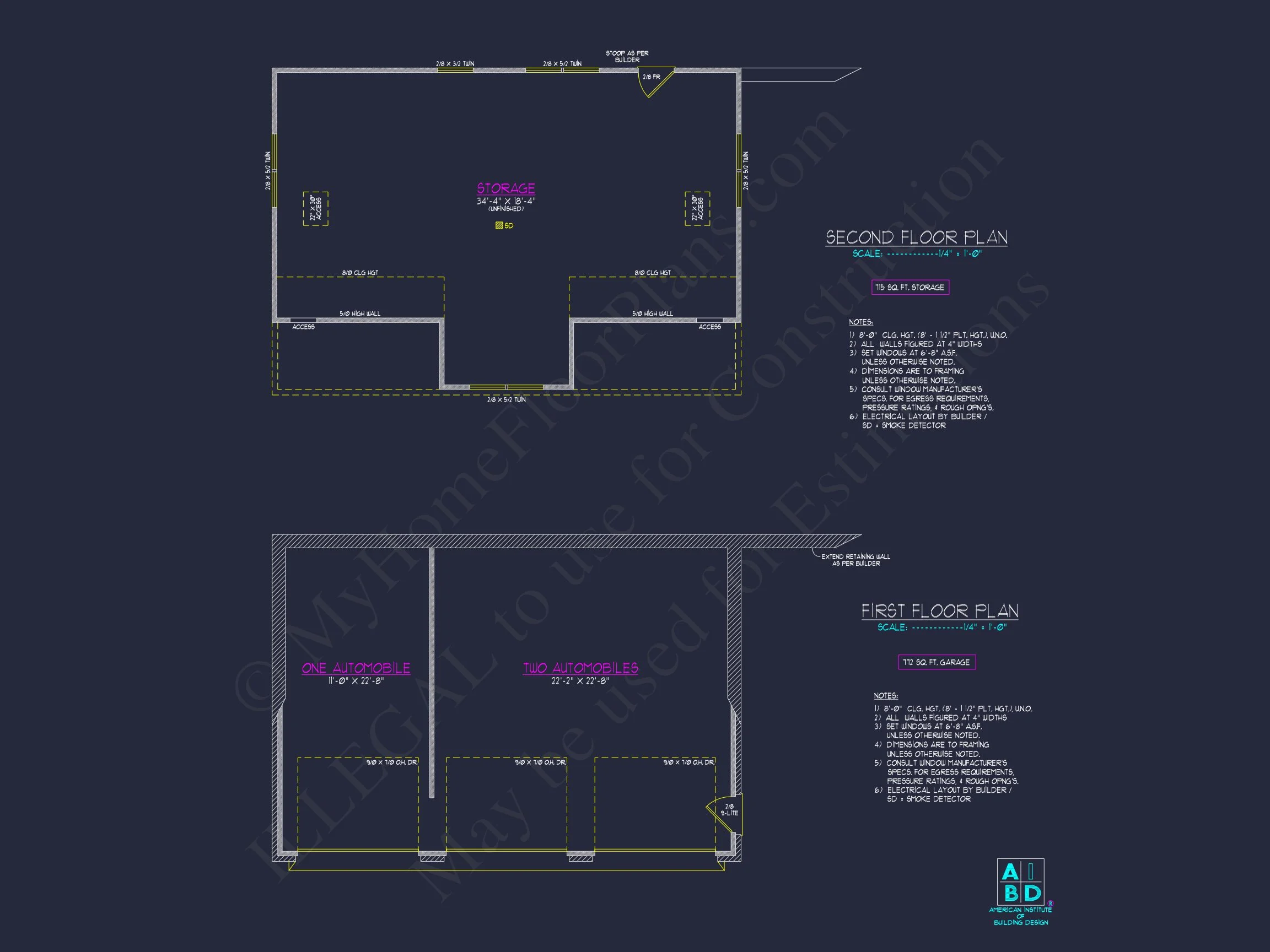 8-1368 GARAGE PLAN- Spacious 3-Bay Garage Plan with Attic and CAD Blueprints 4 Spacious 3-Bay Garage Plan with Attic and CAD Blueprints