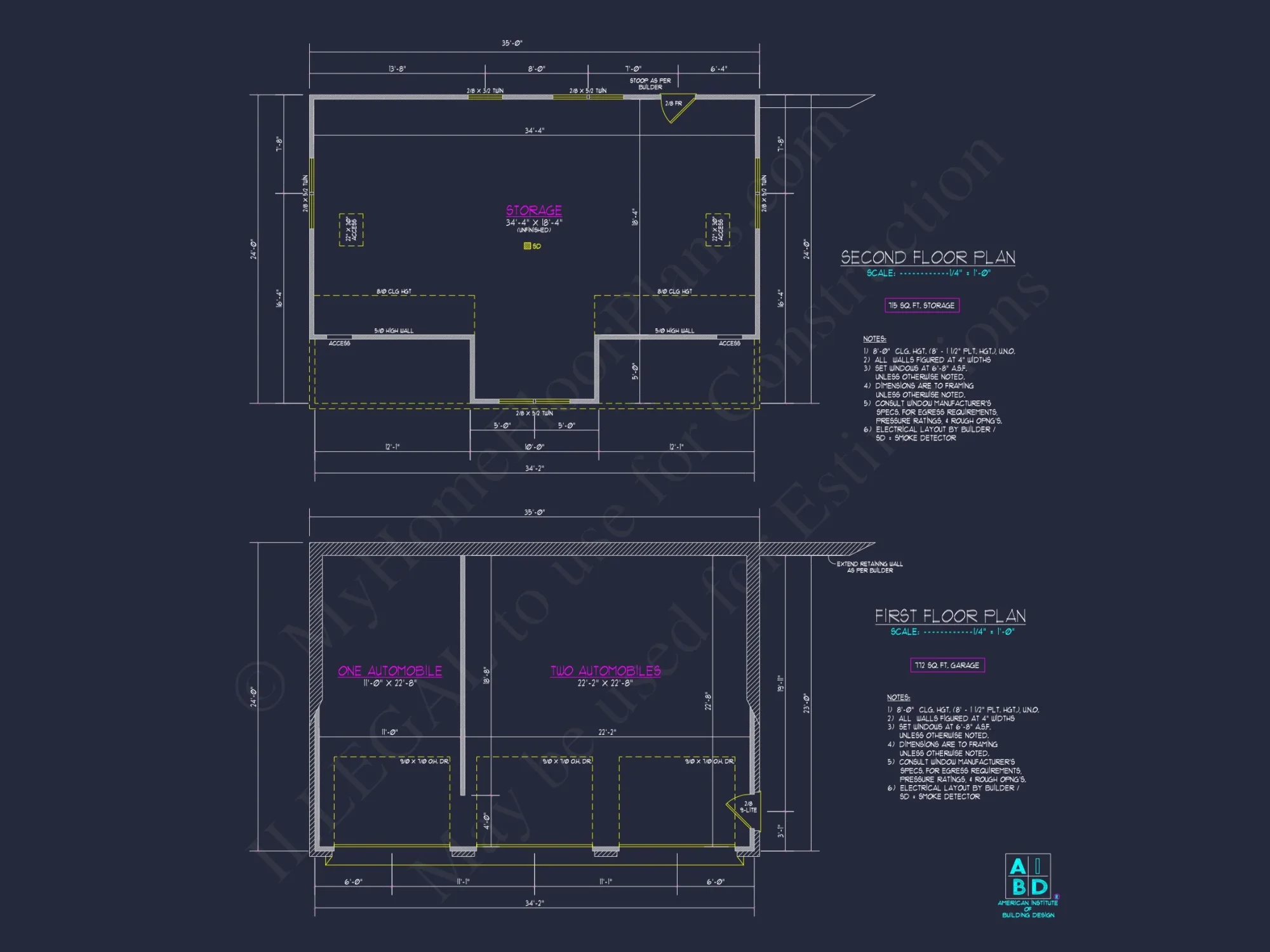 Spacious 3-Bay Garage Plan with Attic and CAD Blueprints