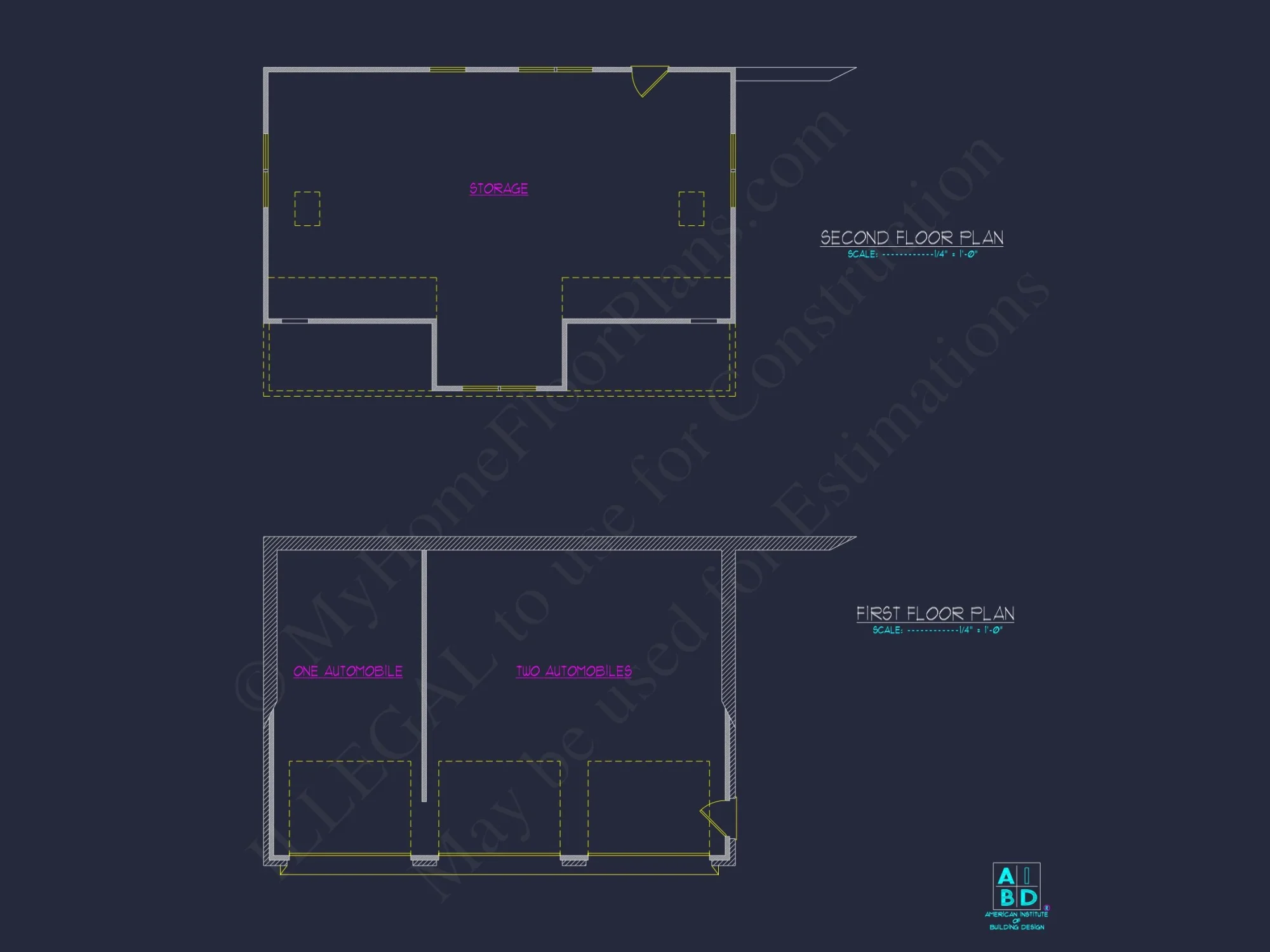 Spacious 3-Bay Garage Plan with Attic and CAD Blueprints