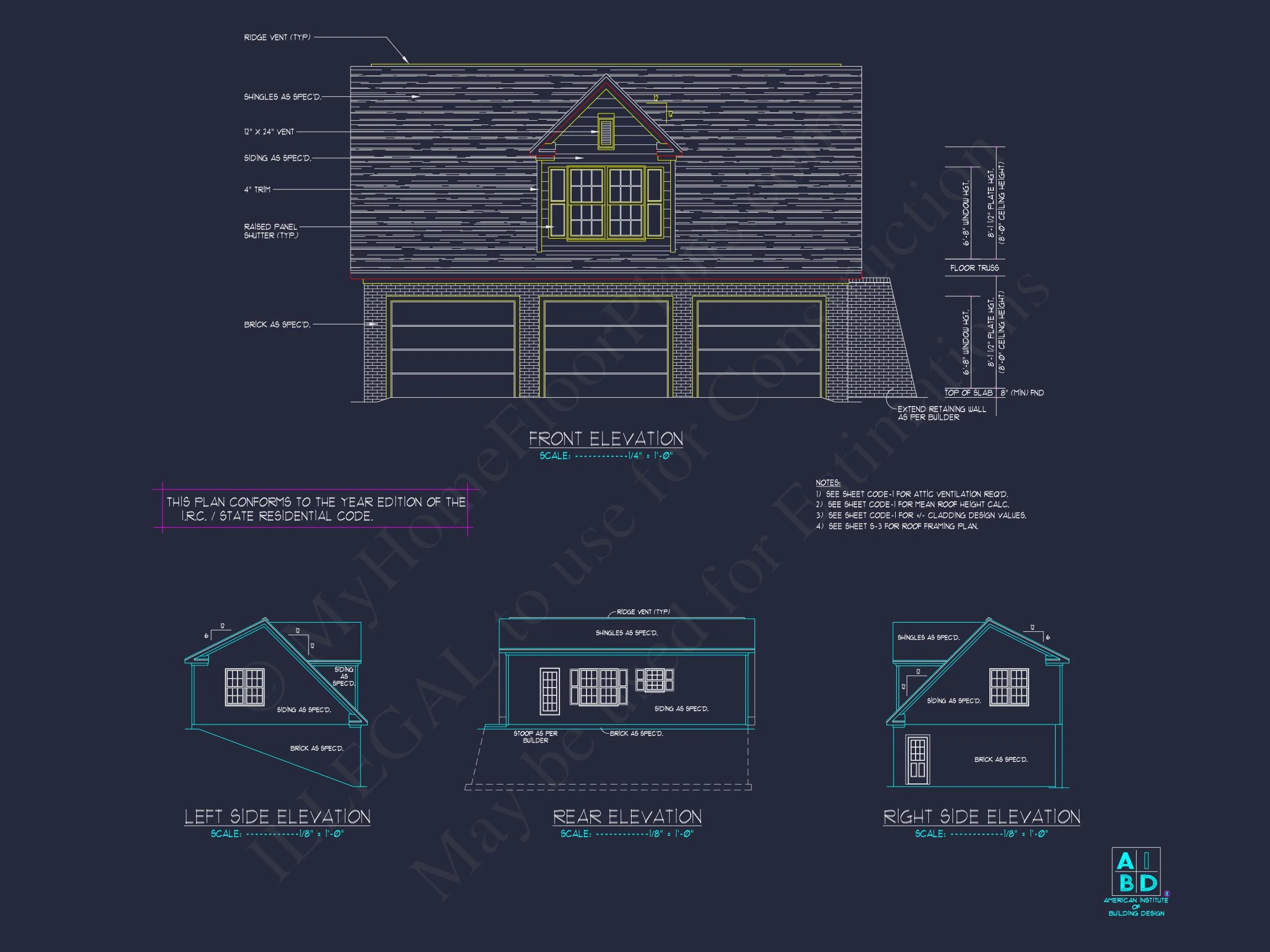 8-1368 GARAGE PLAN- Spacious 3-Bay Garage Plan with Attic and CAD Blueprints 2 Spacious 3-Bay Garage Plan with Attic and CAD Blueprints