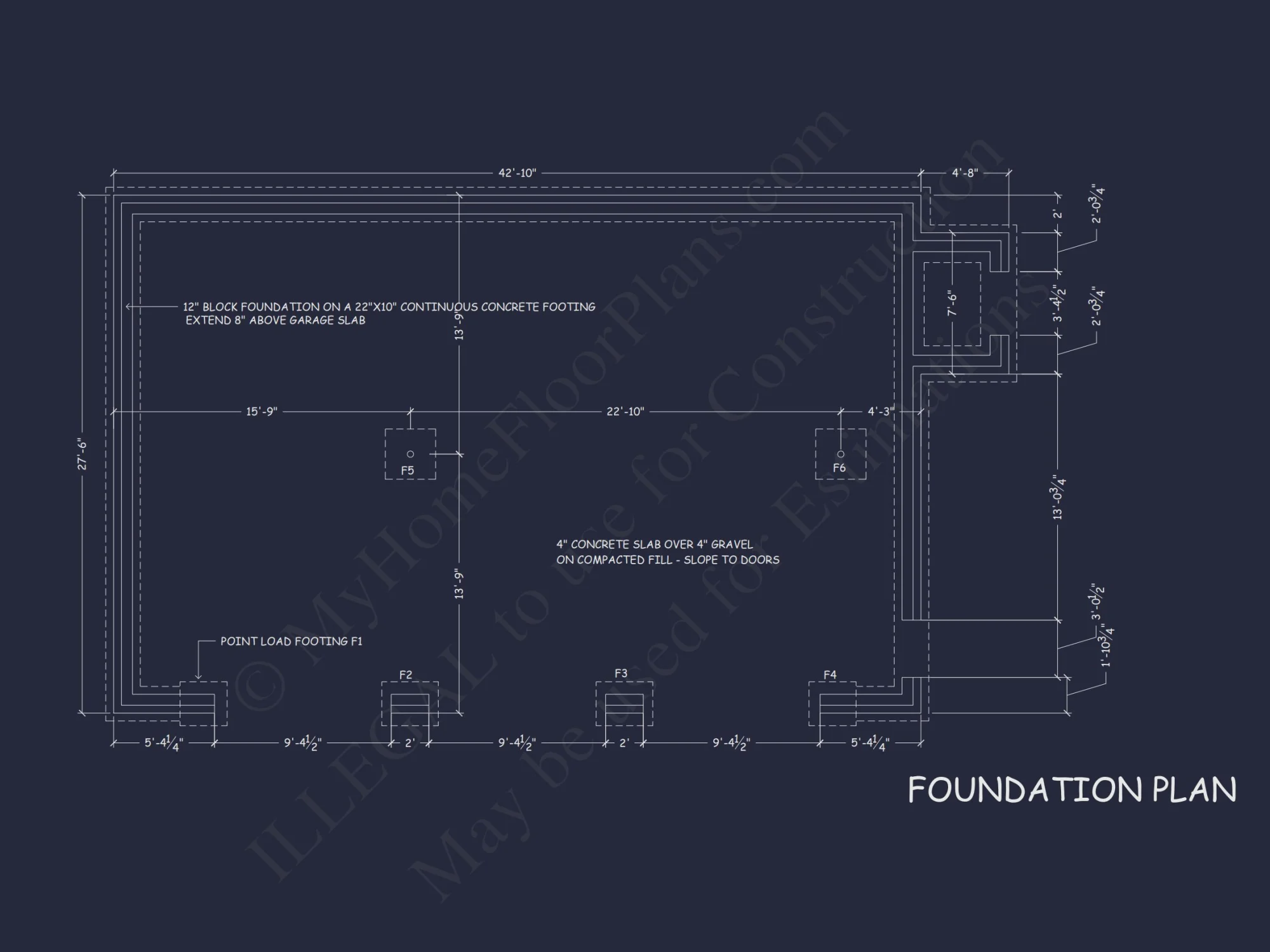 Modern Garage Living Space house Plan with Detailed Blueprint