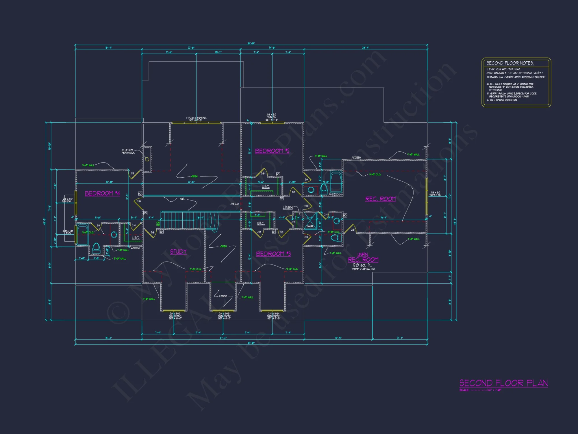 Traditional house Plan with 4 Bedrooms, CAD Blueprint Designs