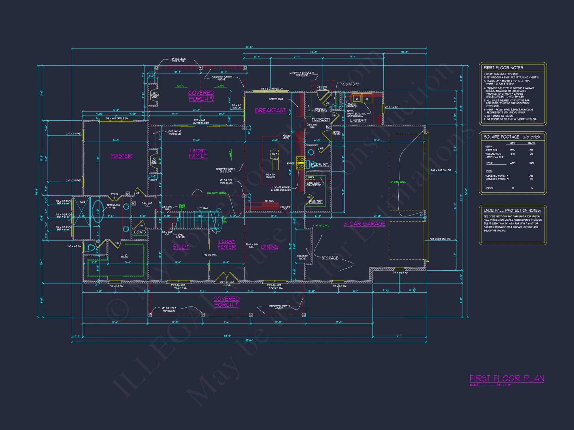 Traditional house Plan with 4 Bedrooms, CAD Blueprint Designs